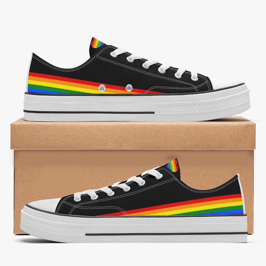 Rainbow Pride Canvas Low Tops (Black) - Men's & Women's