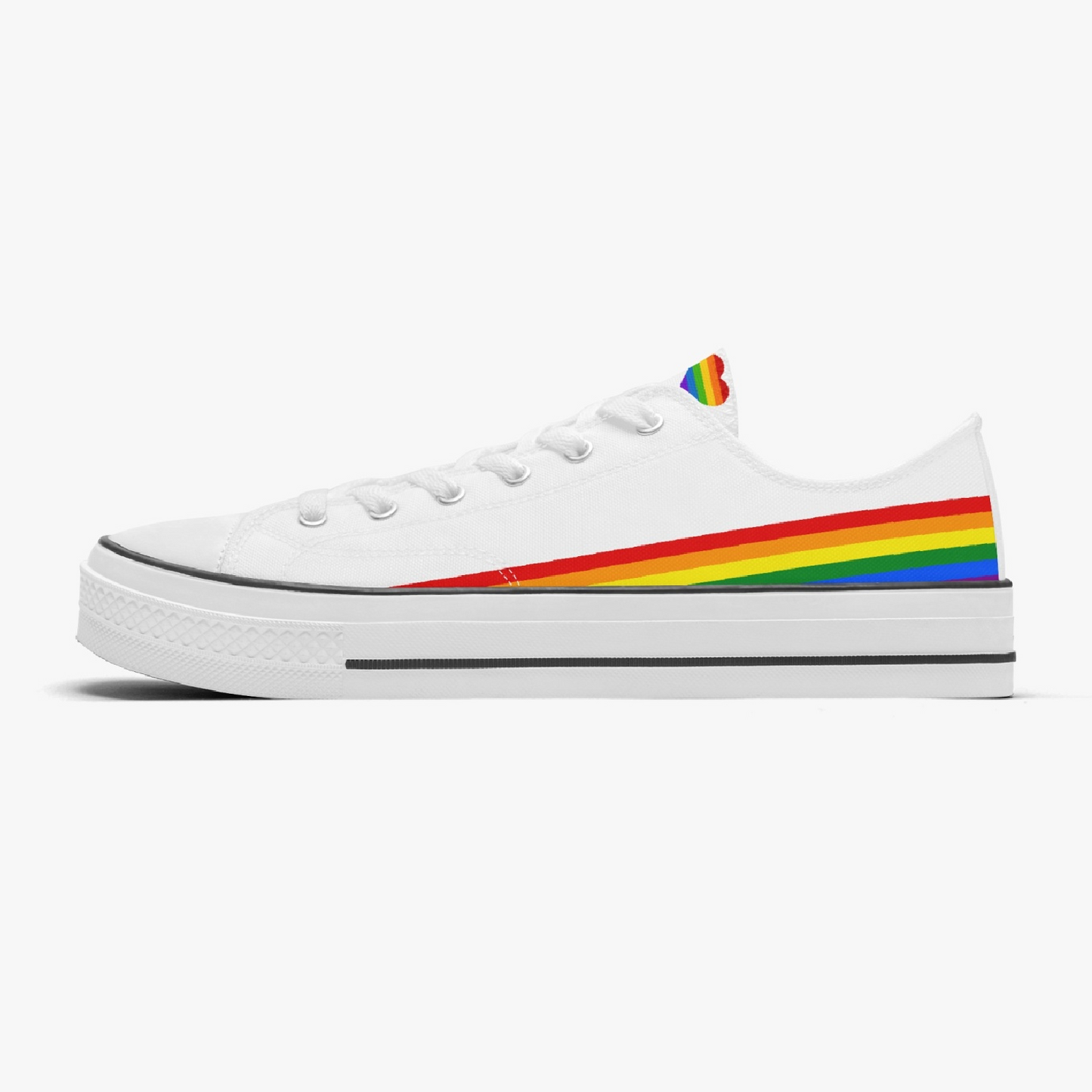 Rainbow Pride Canvas Low Tops (White) - Men's & Women's