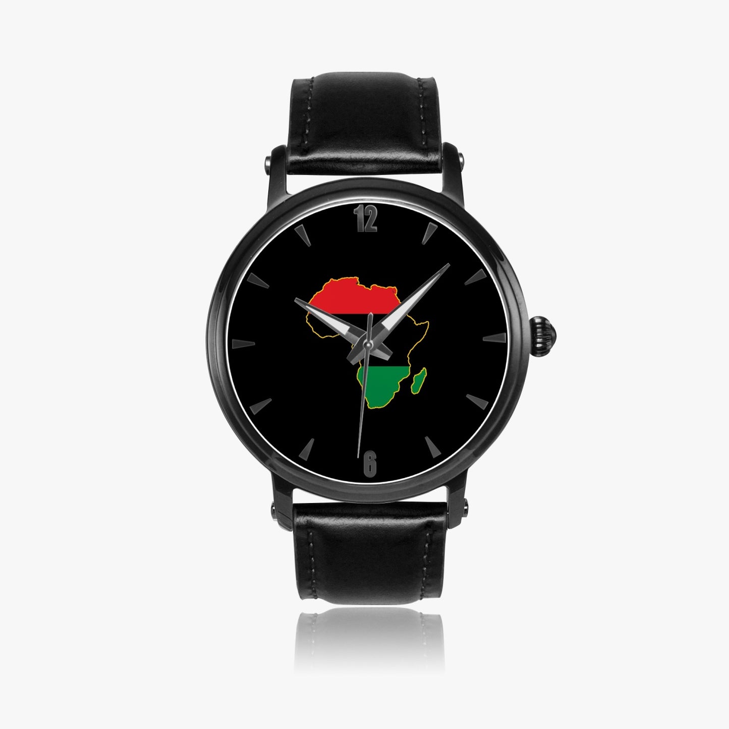 Africa Pride Premium Leather Men's Watch - Silver / Rose Gold / Black