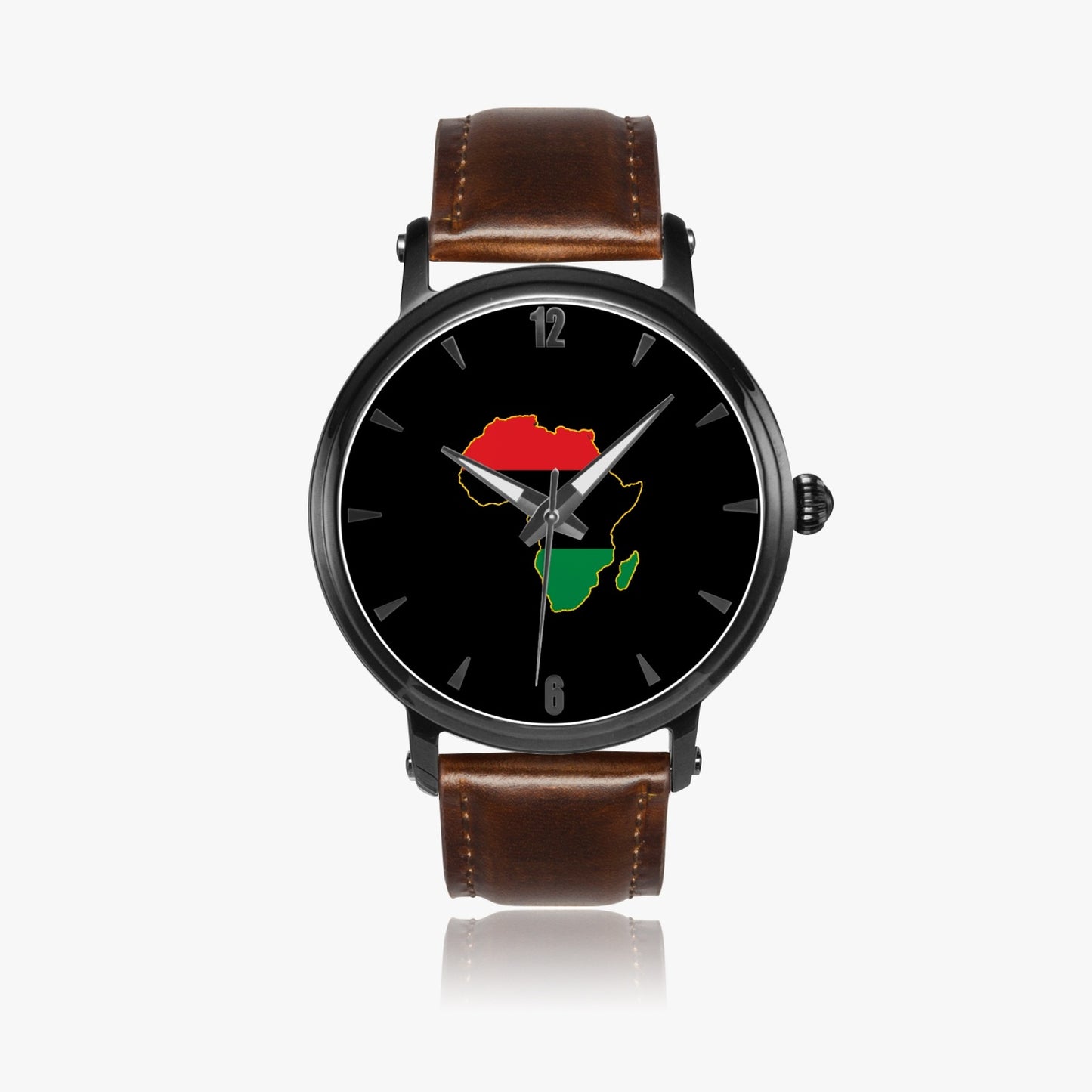 Africa Pride Premium Leather Men's Watch - Silver / Rose Gold / Black