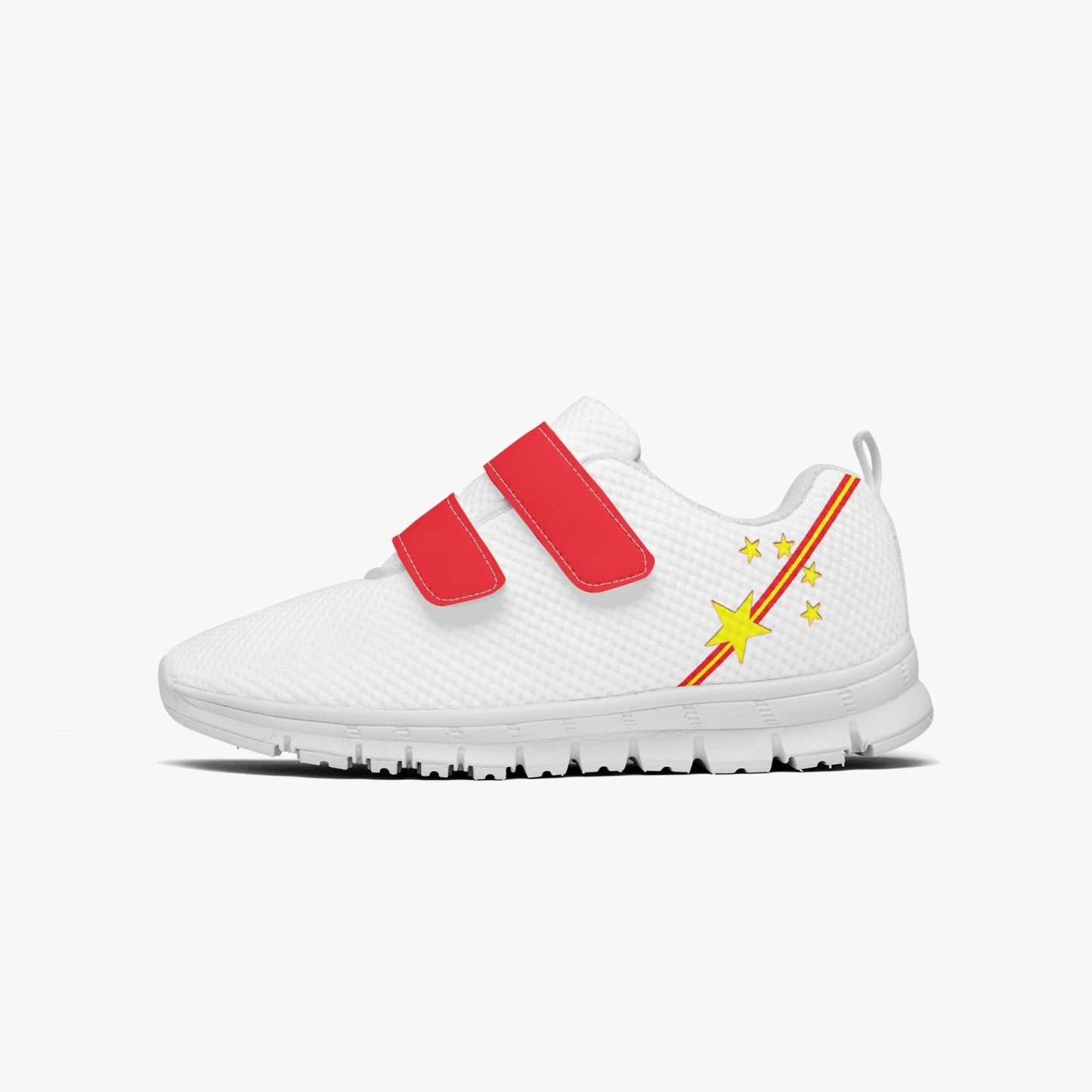 China Pride Kid's Lightweight Velcro Mesh Sneaker - White