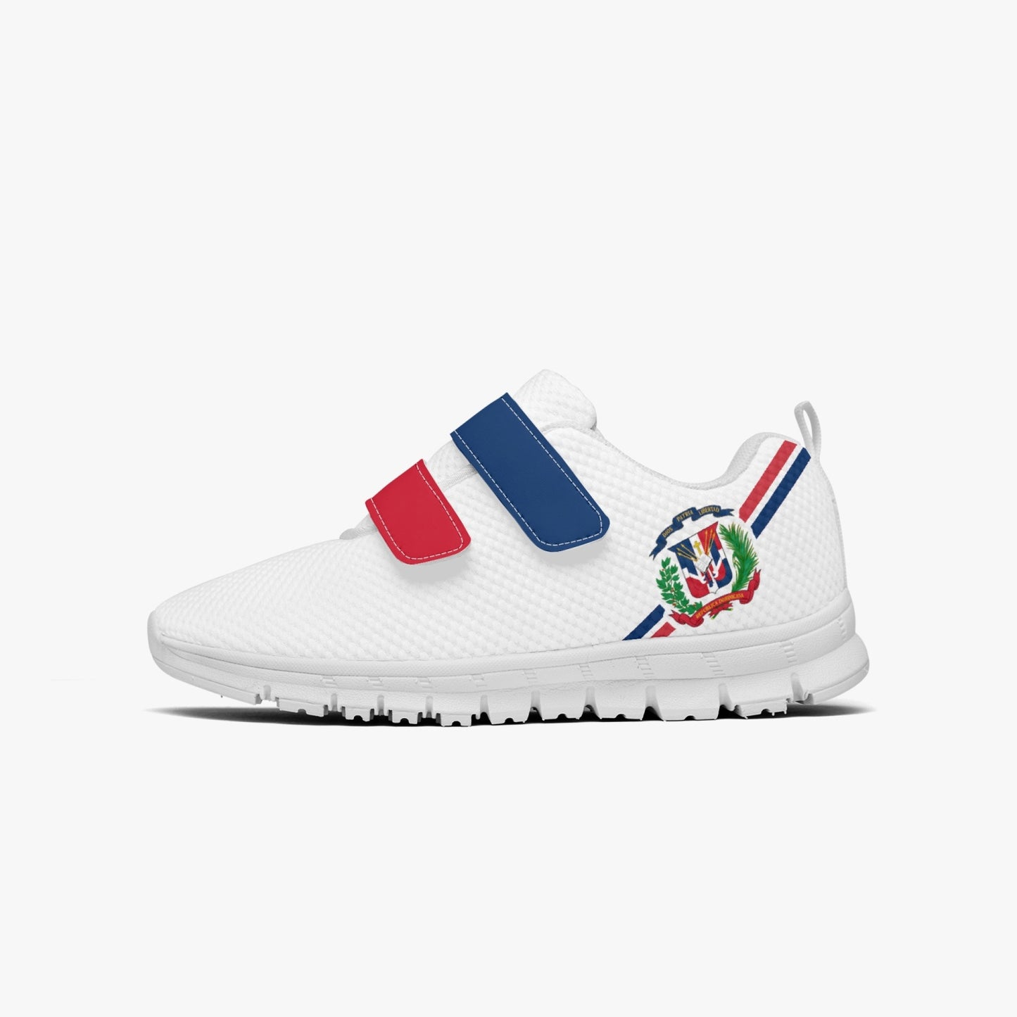 Dominican Pride Kid's Lightweight Velcro Mesh Sneaker - White