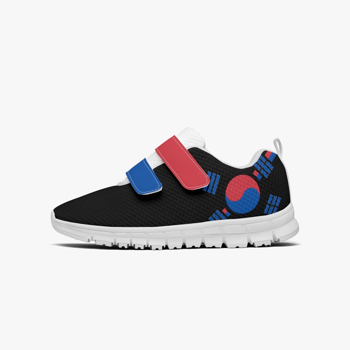 South Korea Pride Kid's Lightweight Velcro Mesh Sneaker - Black