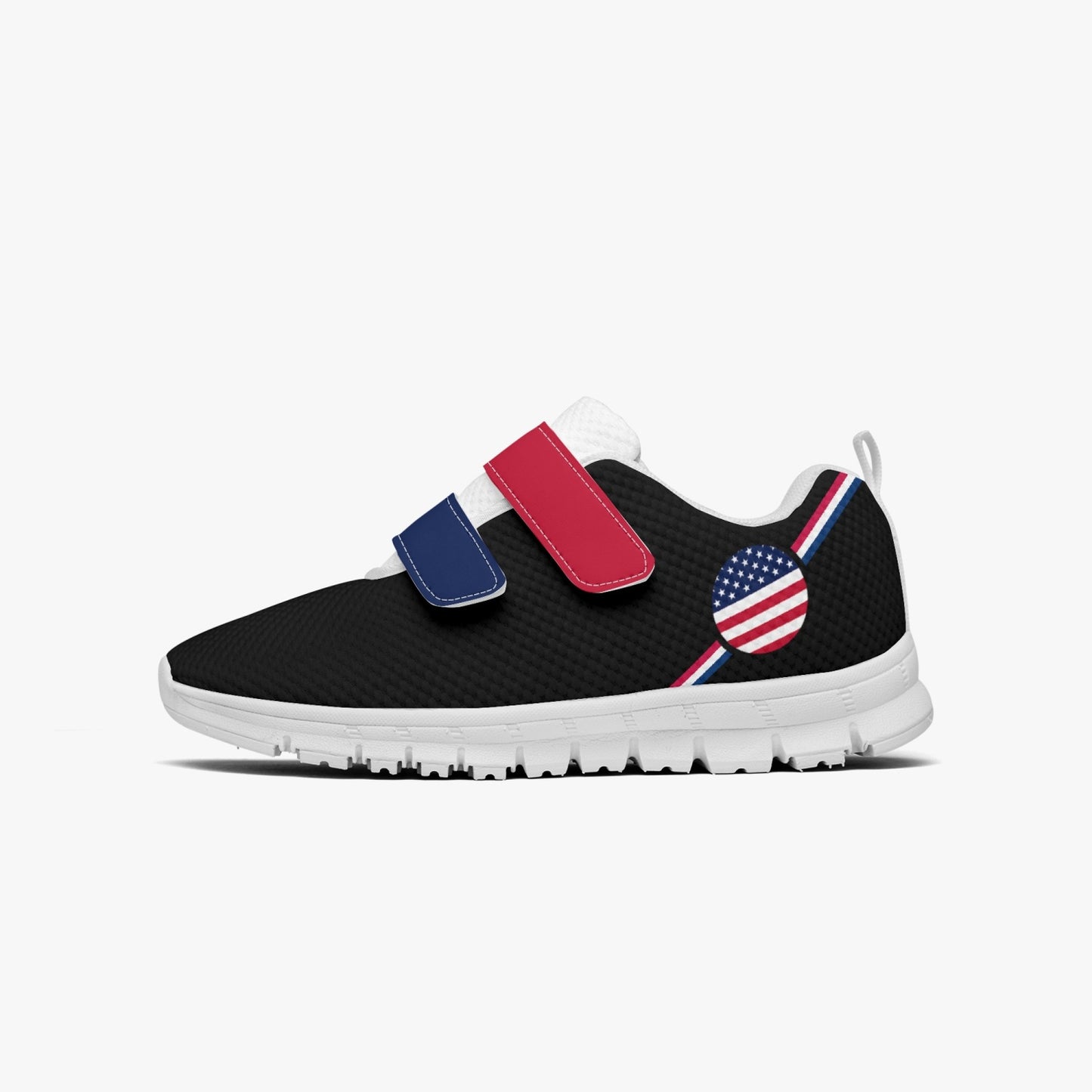 USA Pride Kid's Lightweight Velcro Mesh Sneaker - Black