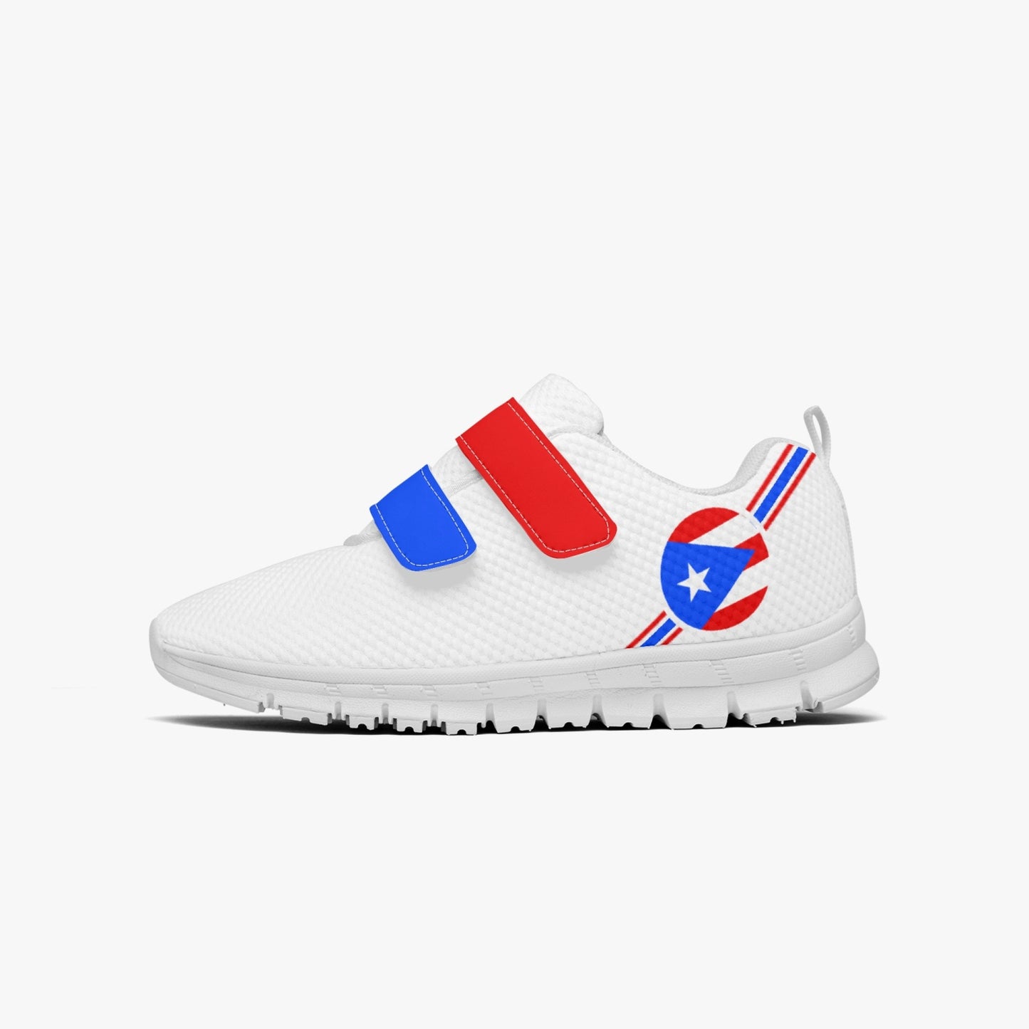 Puerto Rico Pride Kid's Lightweight Velcro Mesh Sneaker - White