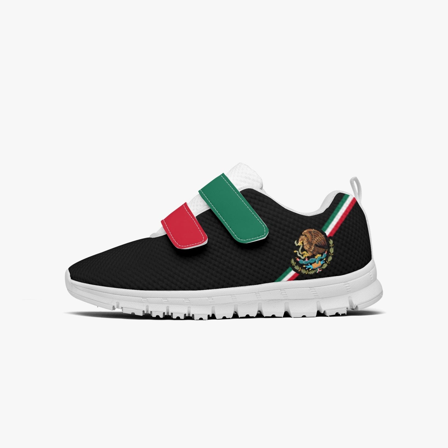 Mexico Pride Kid's Lightweight Velcro Mesh Sneaker - Black