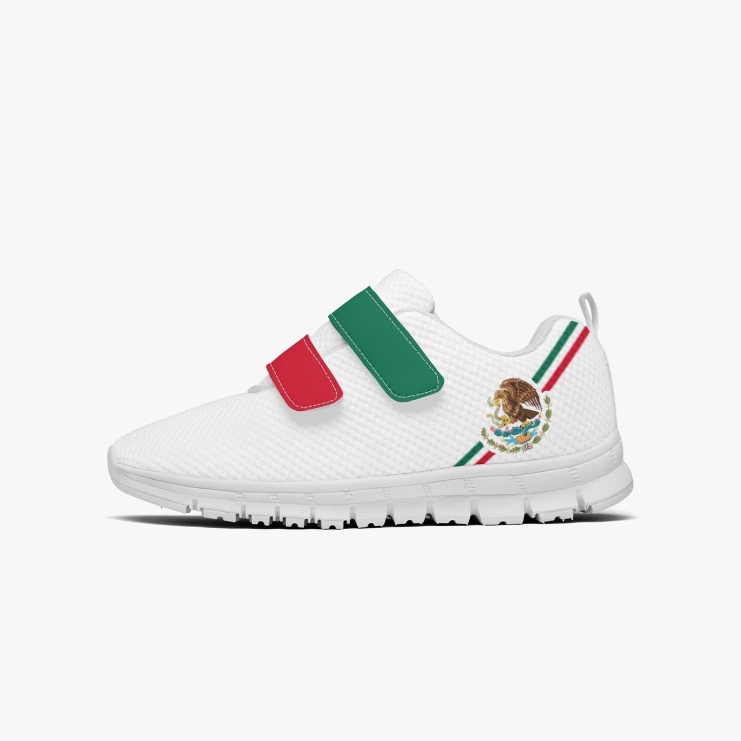 Mexico Pride Kid's Lightweight Velcro Mesh Sneaker - White