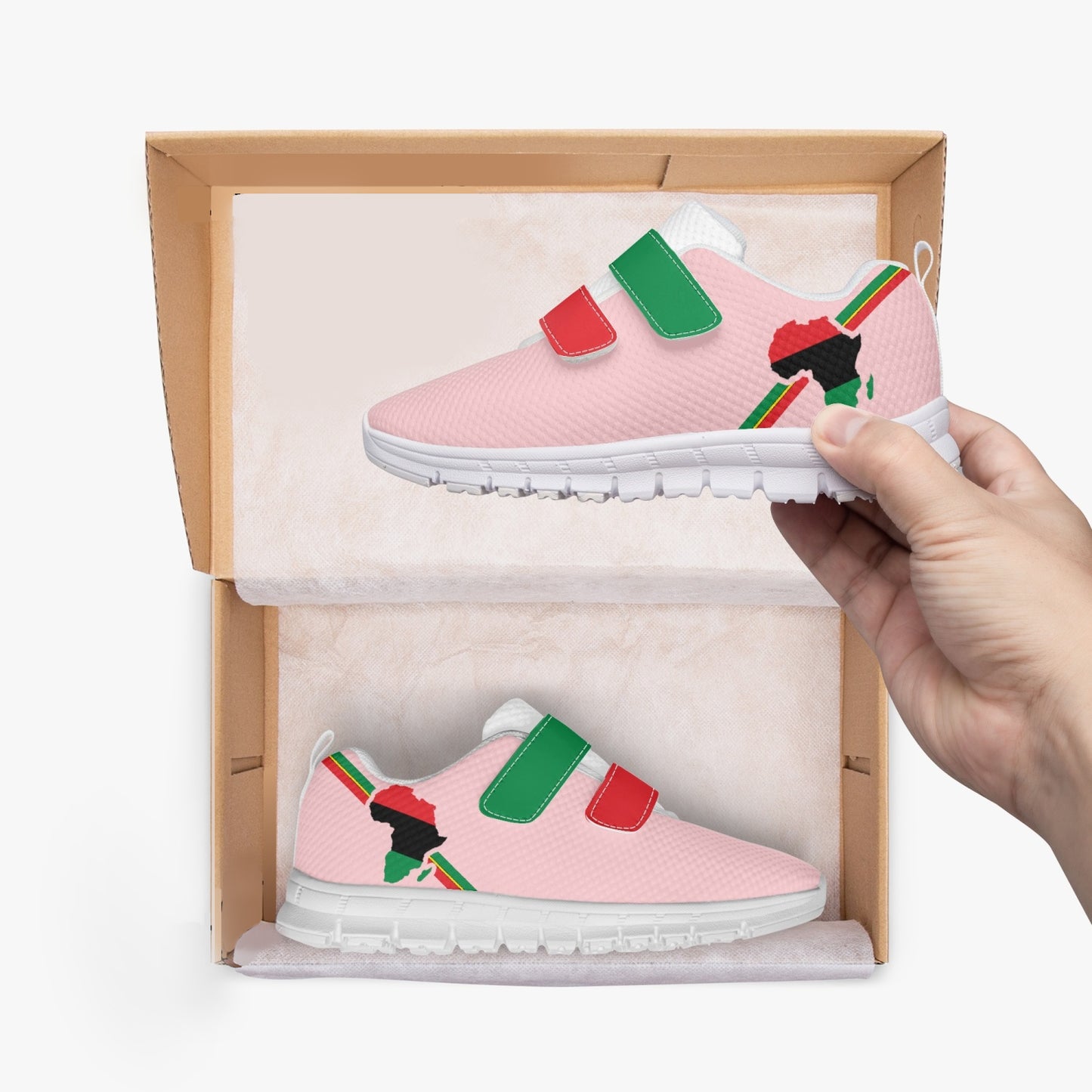 Africa Pride Kid's Lightweight Velcro Mesh Sneaker - Pink