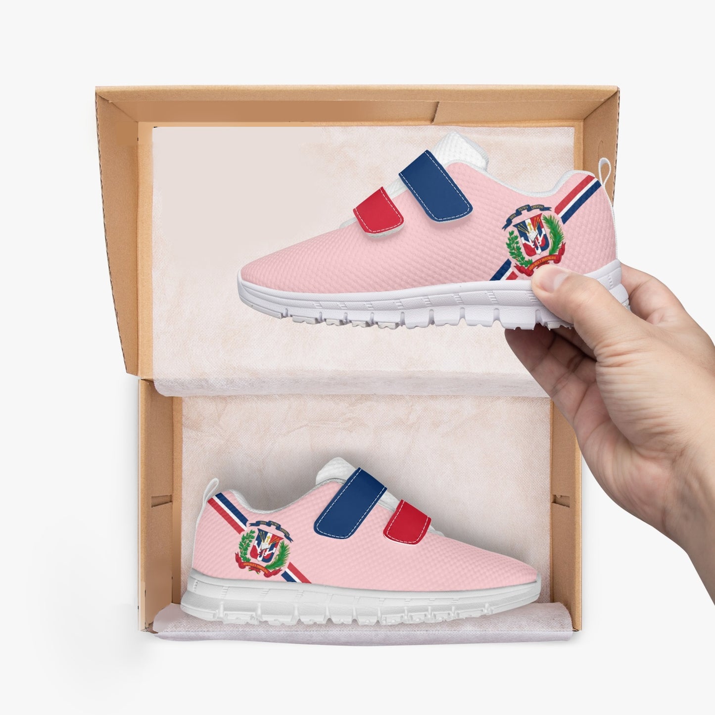 Dominican Pride Kid's Lightweight Velcro Mesh Sneaker - Pink