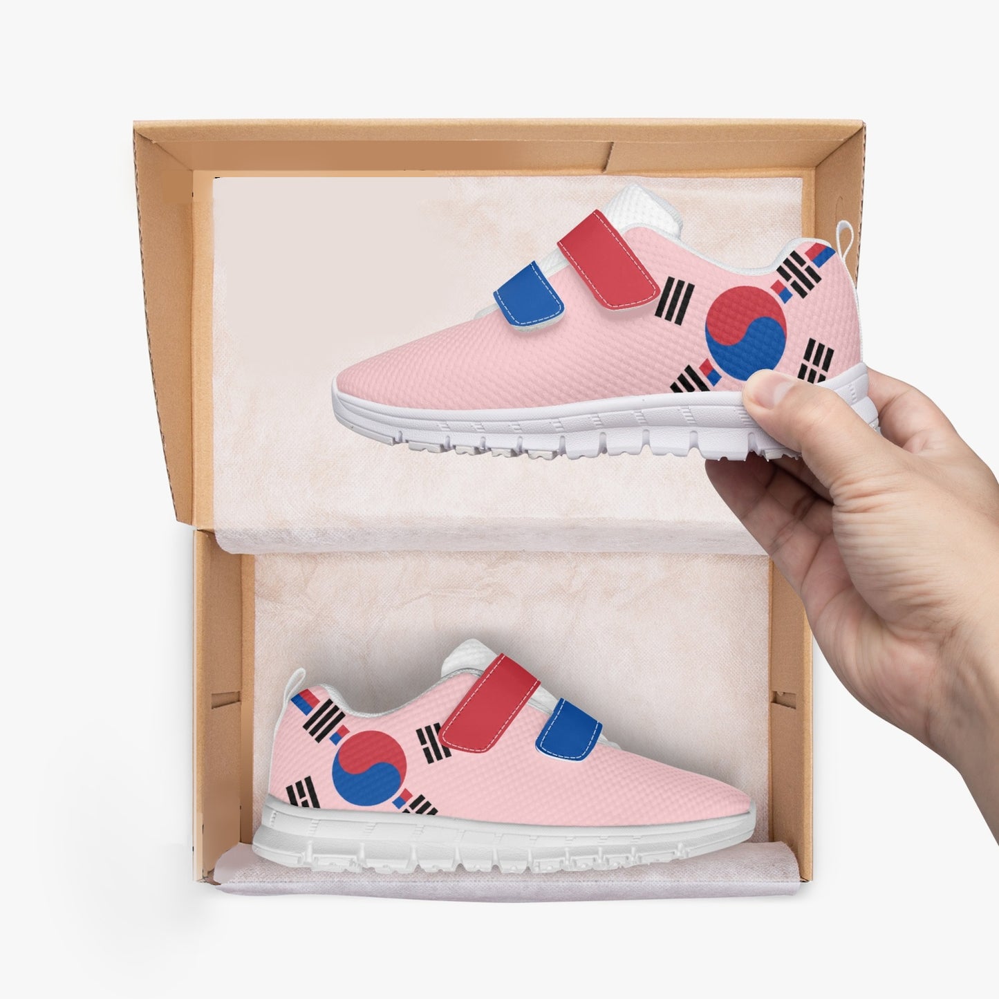 South Korea Pride Kid's Lightweight Velcro Mesh Sneaker - Pink