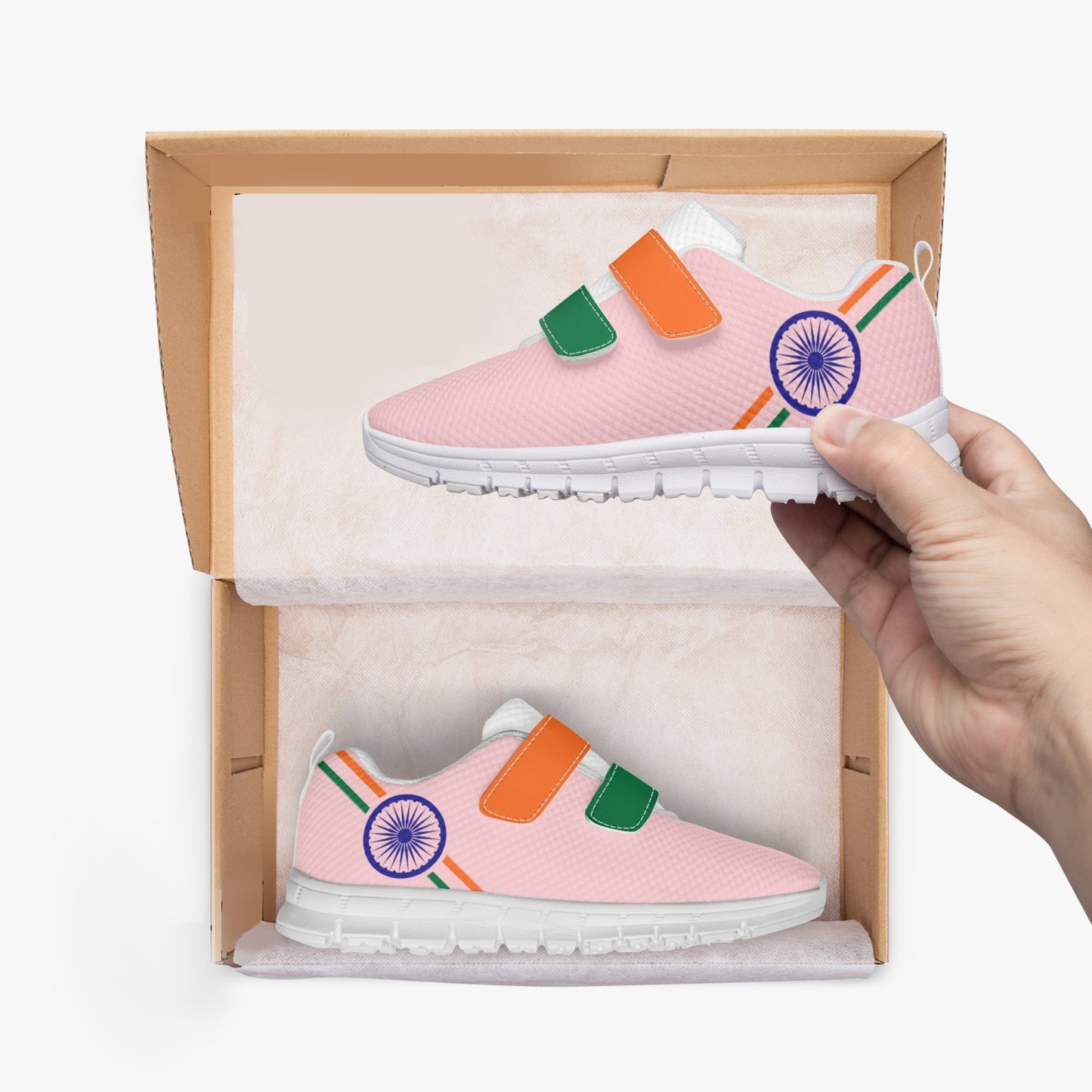 India Pride Kid's Lightweight Velcro Mesh Sneaker - Pink