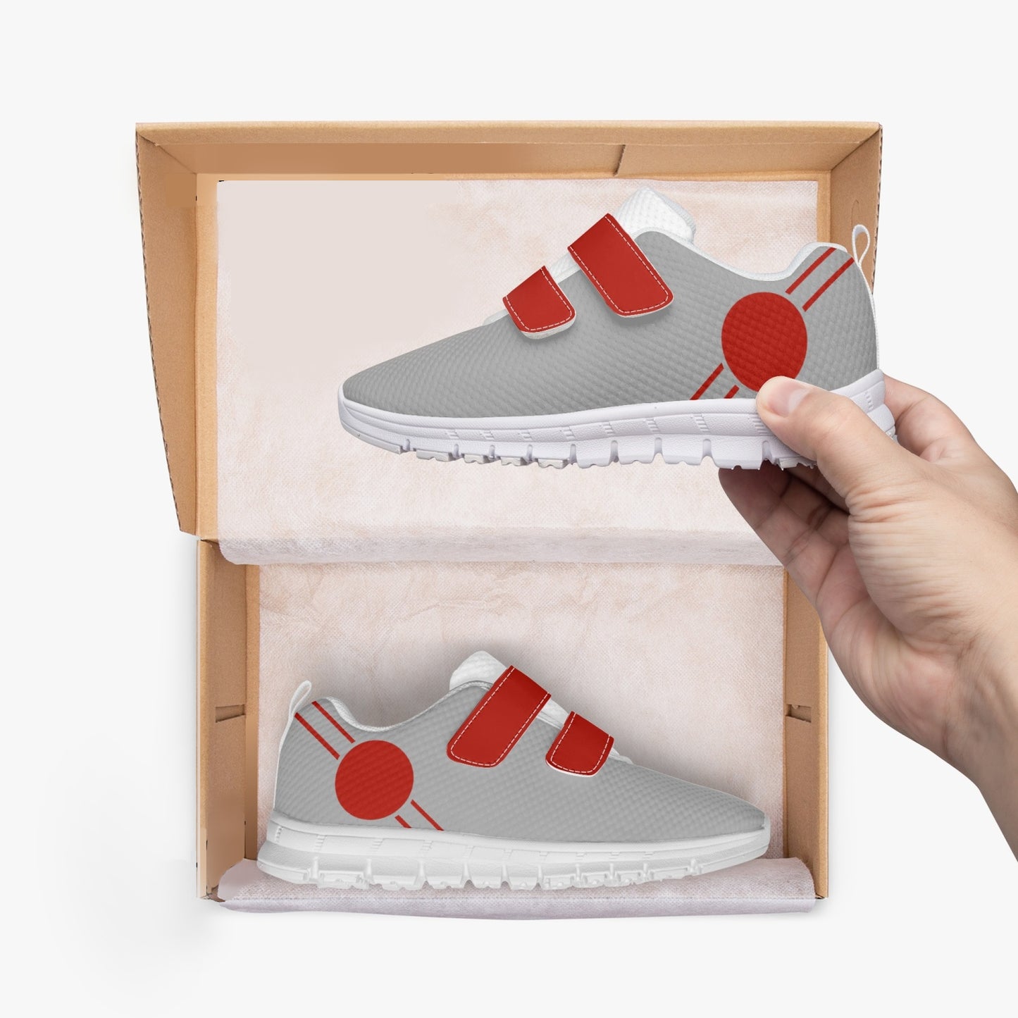 Japan Pride Kid's Lightweight Velcro Mesh Sneaker - Gray