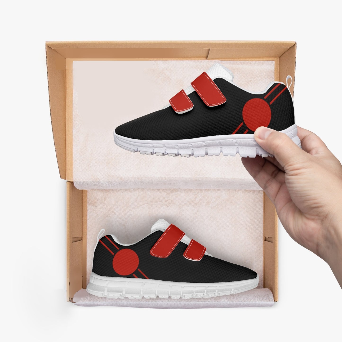 Japan Pride Kid's Lightweight Velcro Mesh Sneaker - Black