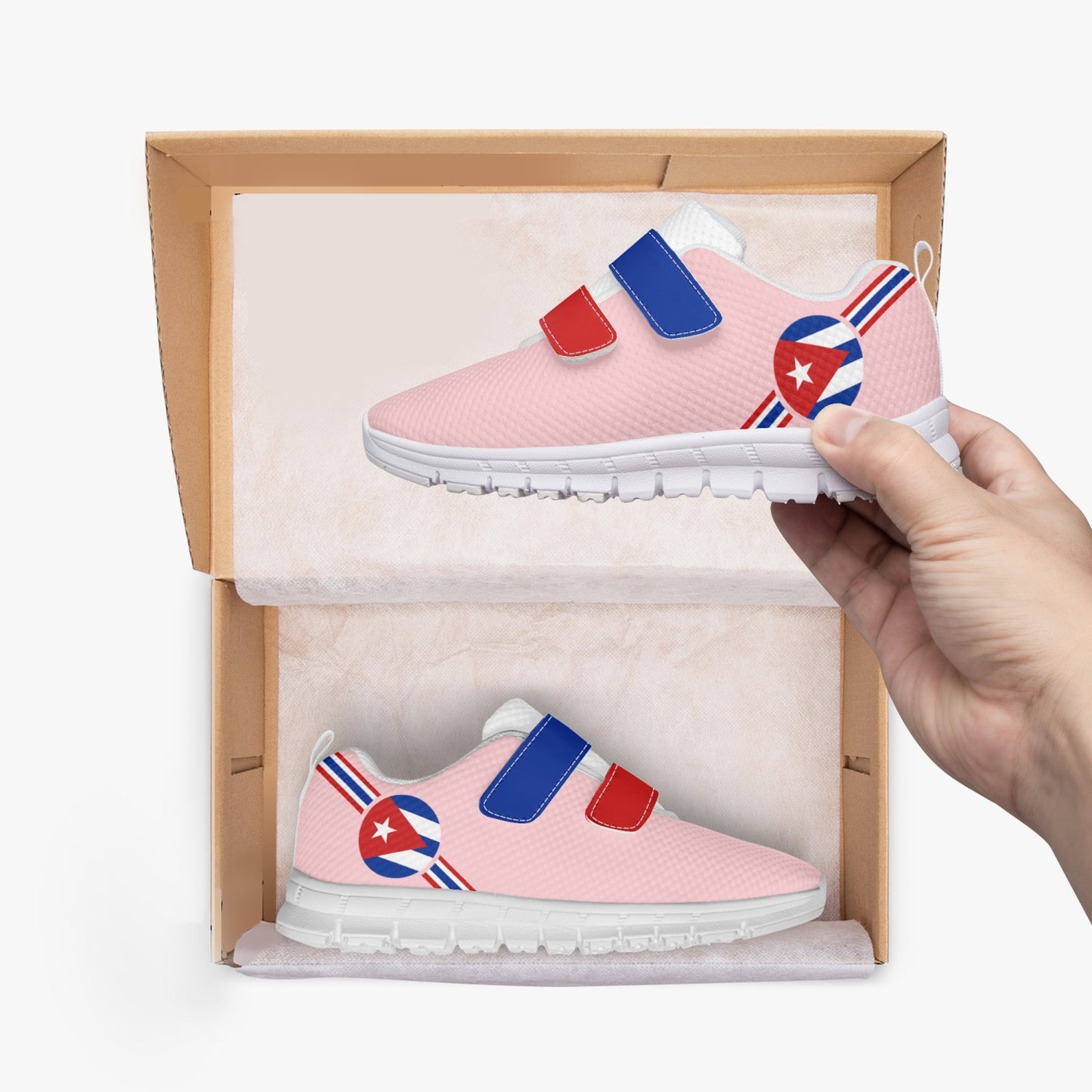Cuba Pride Kid's Lightweight Velcro Mesh Sneaker - Pink