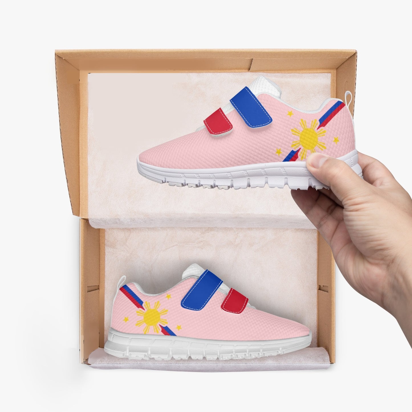 Philippines Pride Kid's Lightweight Velcro Mesh Sneaker - Pink