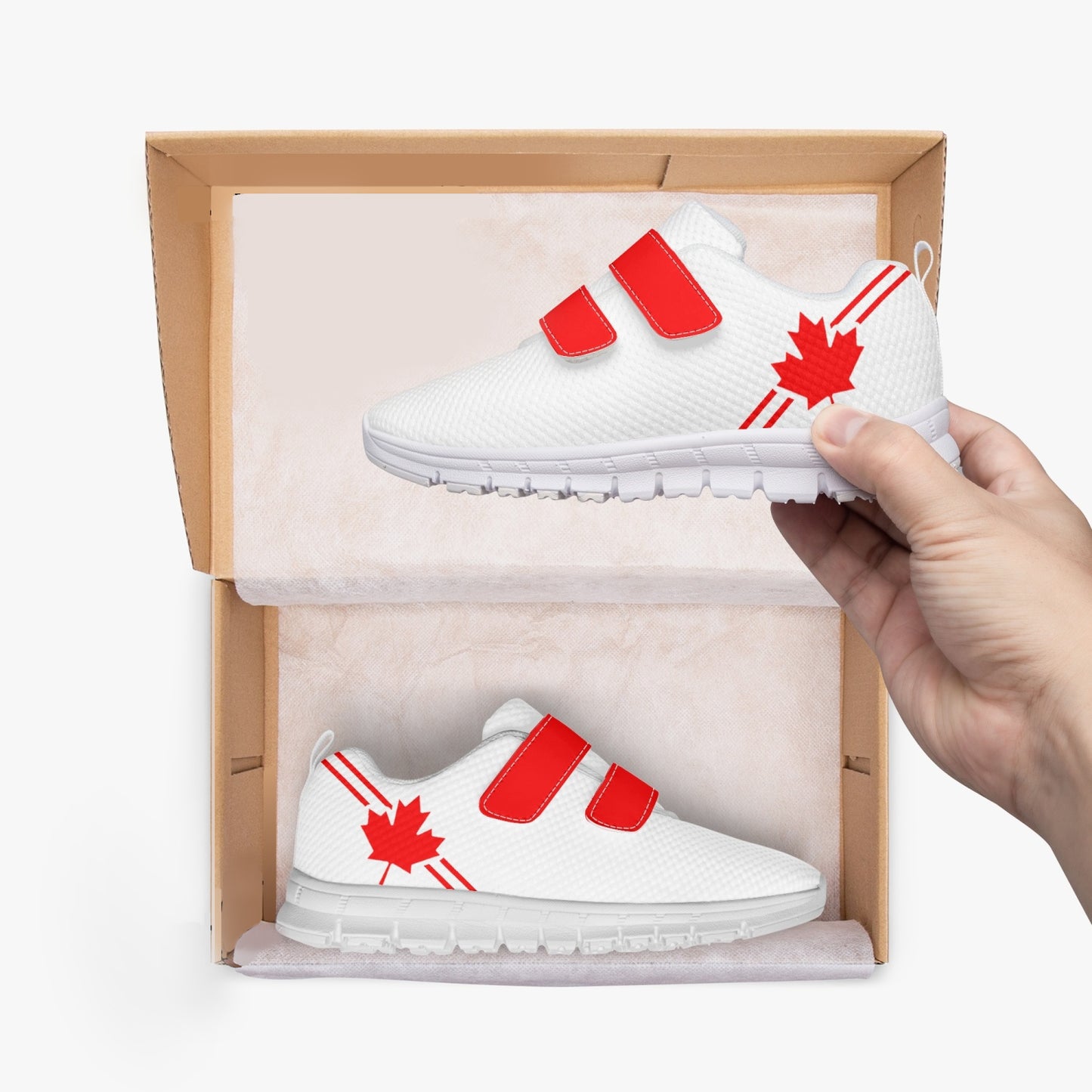 Canada Pride Kid's Lightweight Velcro Mesh Sneaker - White