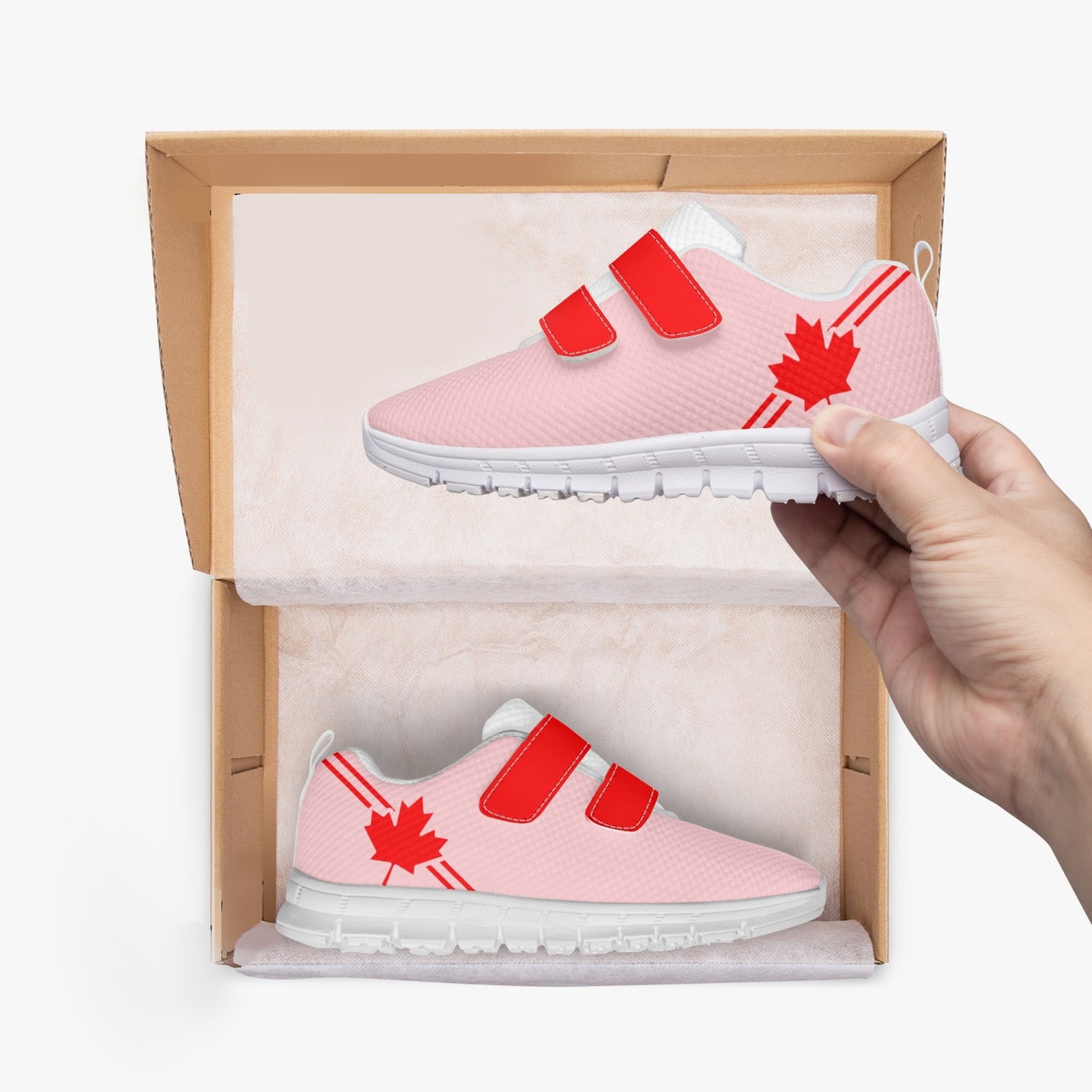 Canada Pride Kid's Lightweight Velcro Mesh Sneaker - Pink