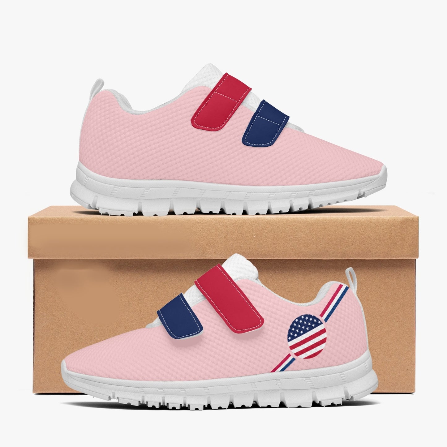 USA Pride Kid's Lightweight Velcro Mesh Sneaker - Pink