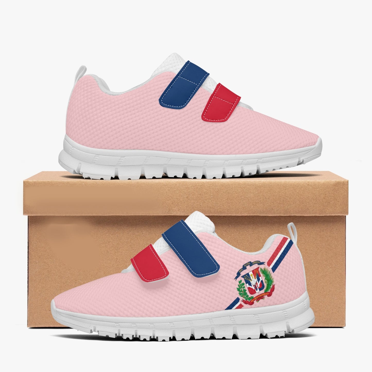 Dominican Pride Kid's Lightweight Velcro Mesh Sneaker - Pink