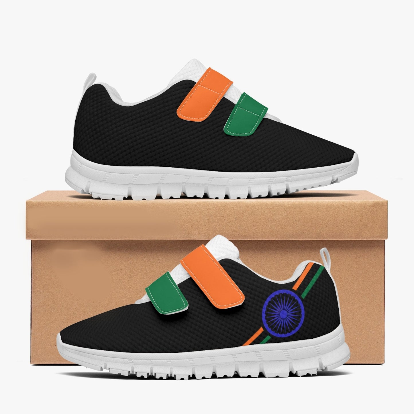 India Pride Kid's Lightweight Velcro Mesh Sneaker - Black