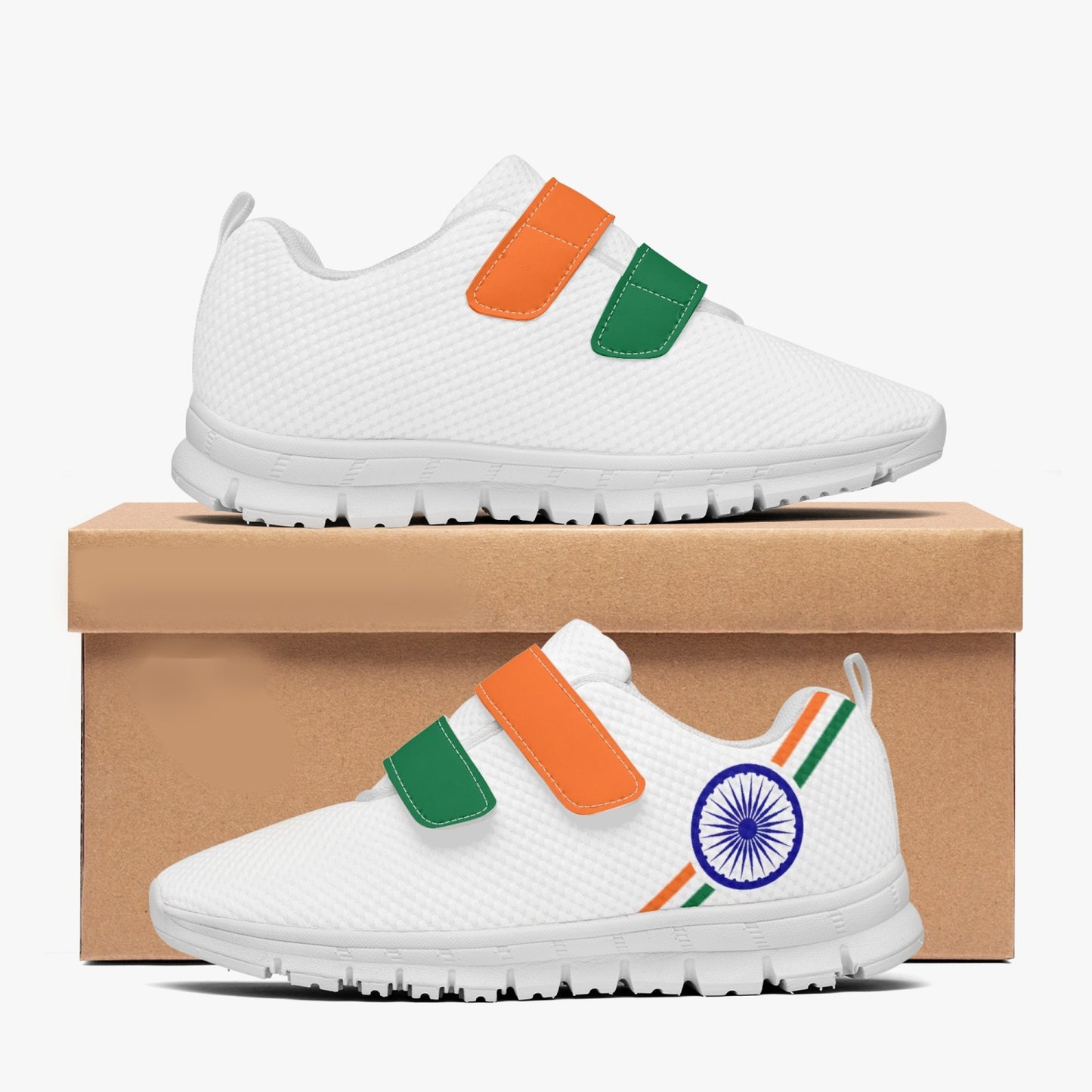 India Pride Kid's Lightweight Velcro Mesh Sneaker - White
