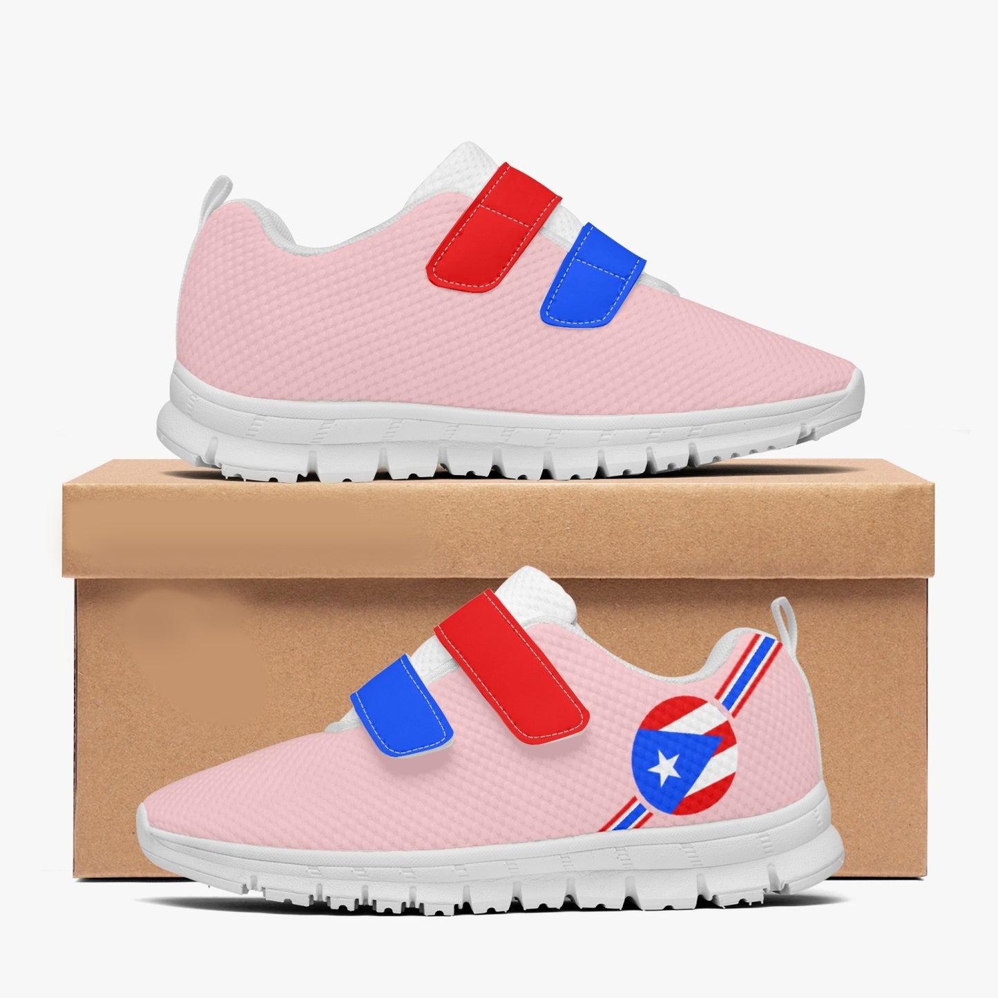 Puerto Rico Pride Kid's Lightweight Velcro Mesh Sneaker - Pink