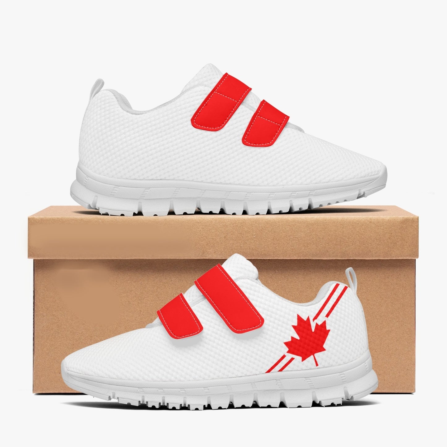 Canada Pride Kid's Lightweight Velcro Mesh Sneaker - White