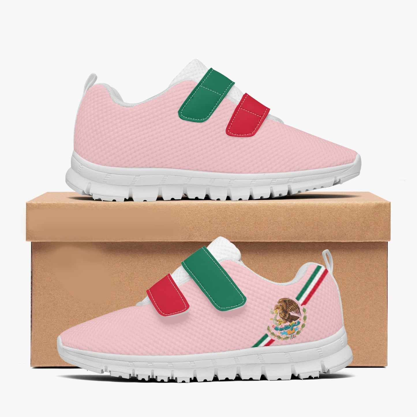 Mexico Pride Kid's Lightweight Velcro Mesh Sneaker - Pink