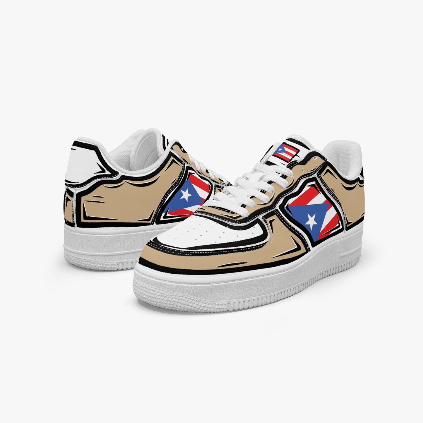 Puerto Rico Cartoon Force 1 Low Tops (Tan) - Men's & Women's