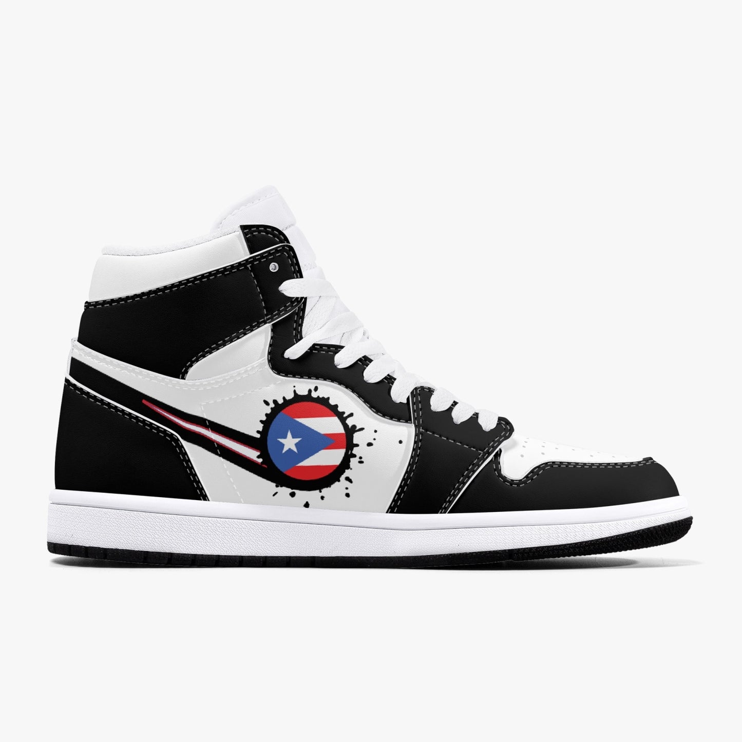 Air Puerto Rico Splattered Icon Black/White High Tops (Black Sole) - Men's & Women's
