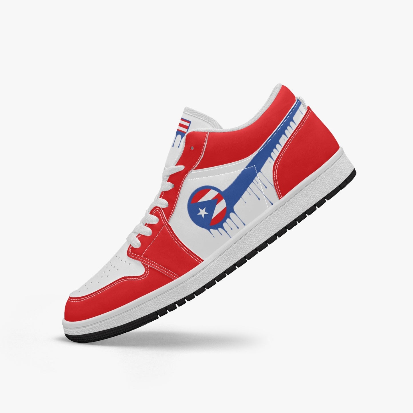 Air Puerto Rico Blue Drip / Red & White Low Tops (Black Sole) - Men's & Women's