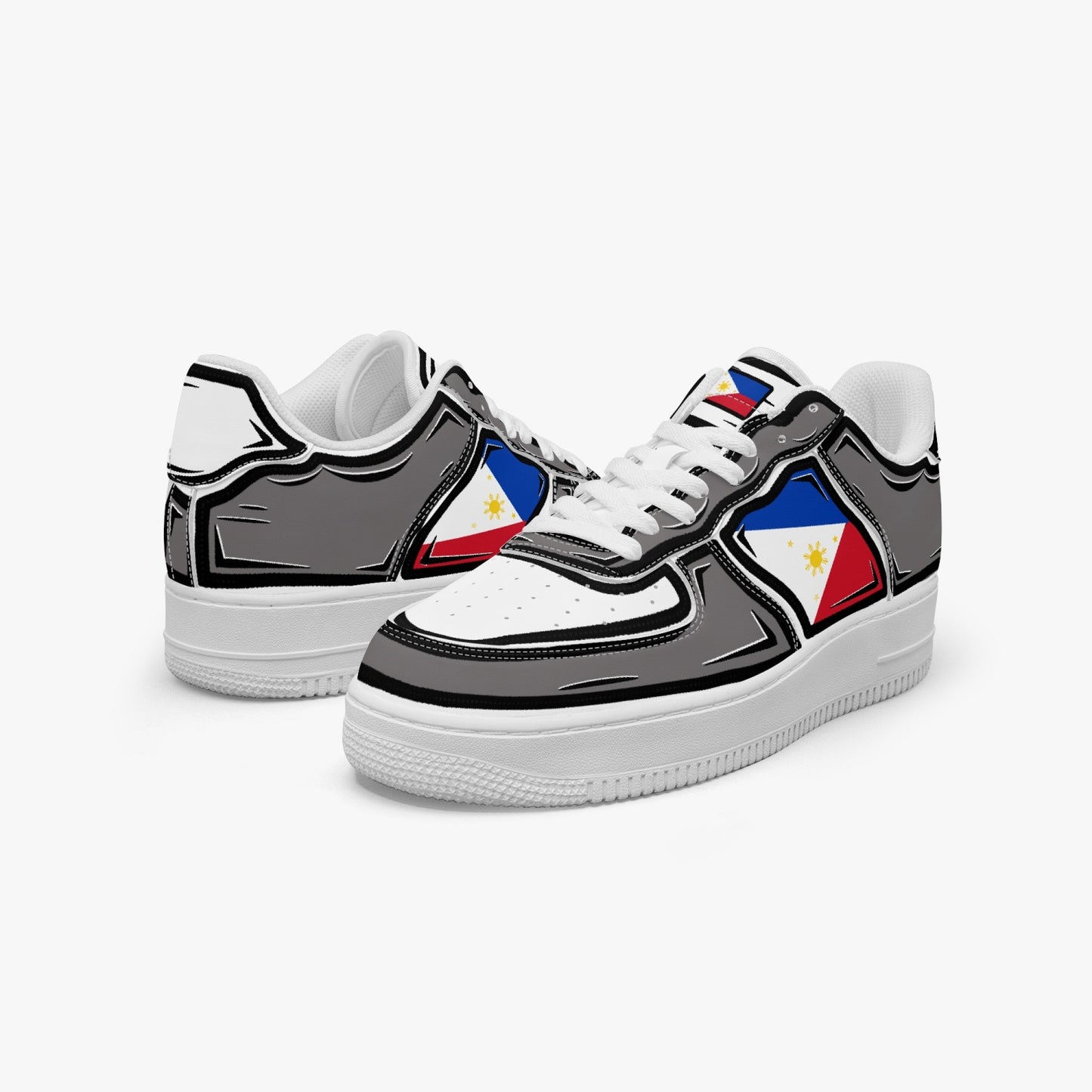 Philippines Cartoon Force 1 Low Tops (Gray) - Men's & Women's