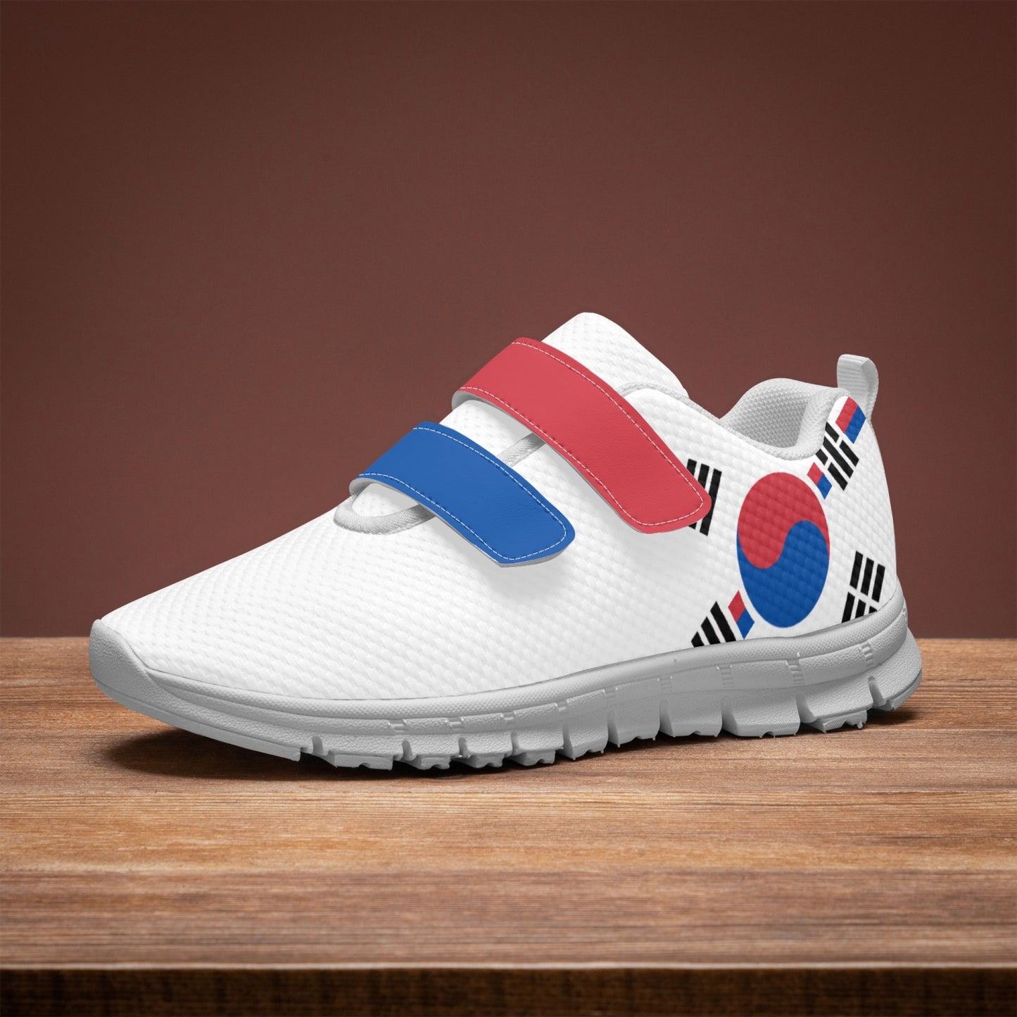 South Korea Pride Kid's Lightweight Velcro Mesh Sneaker - White