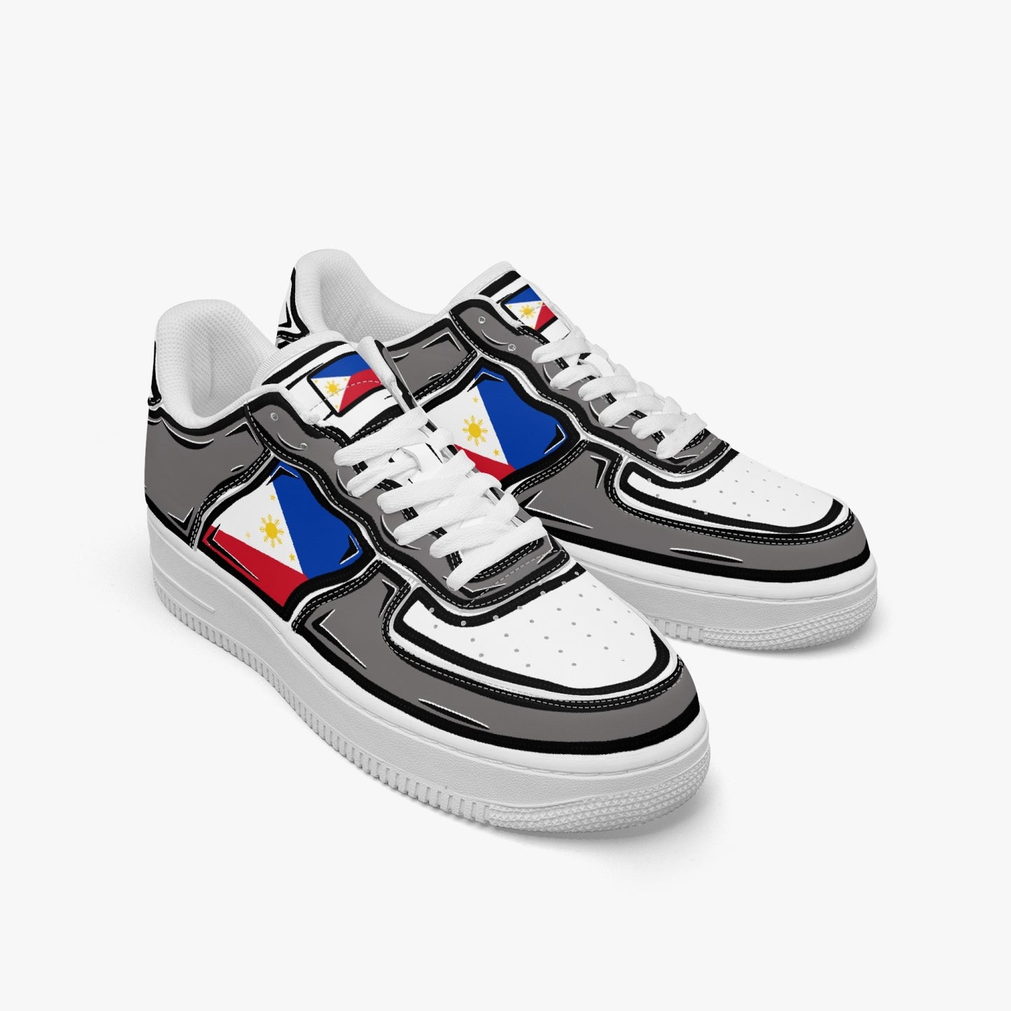 Philippines Cartoon Force 1 Low Tops (Gray) - Men's & Women's