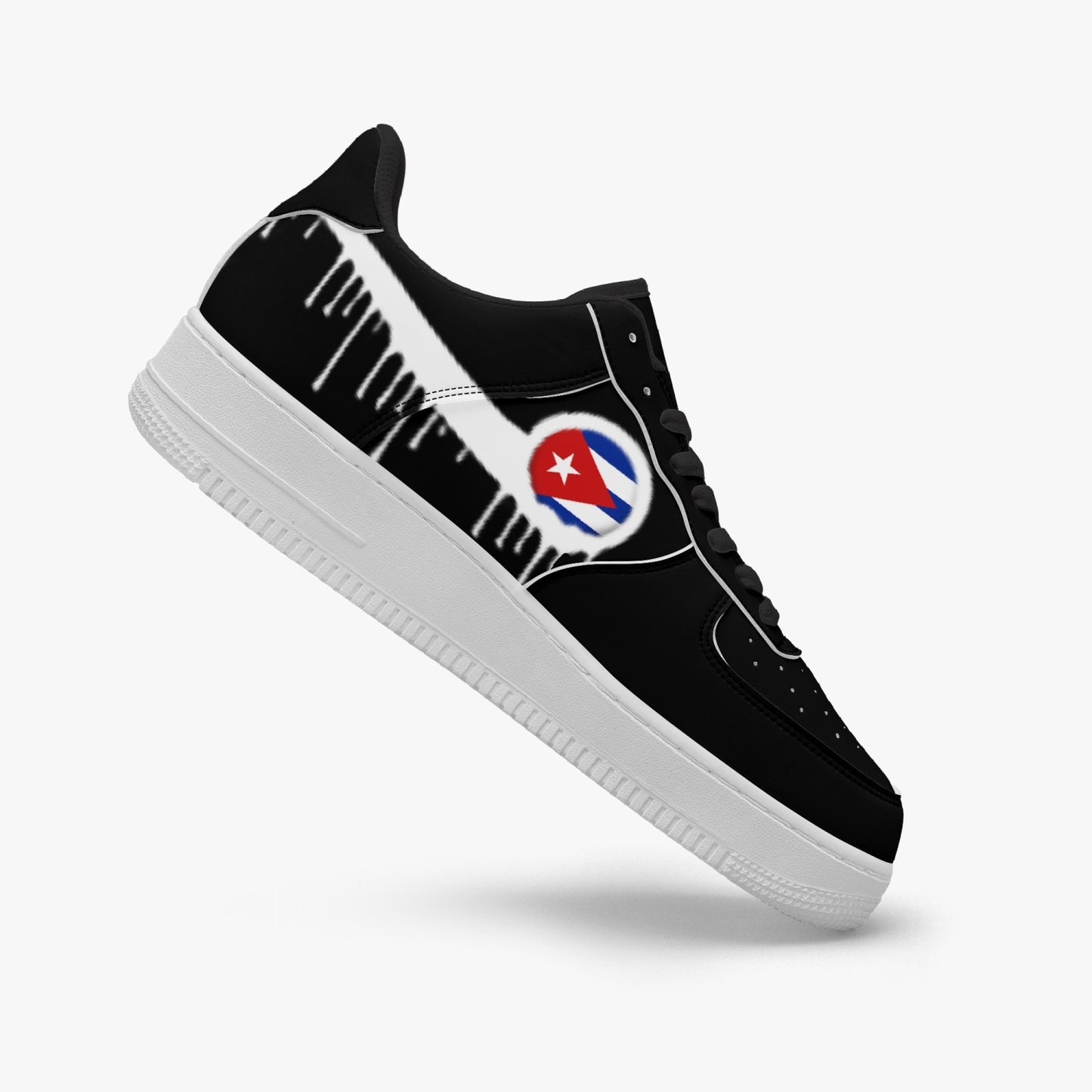Cuba Blurred White Drip R-Force 1 Low Tops (Black) - Men's & Women's