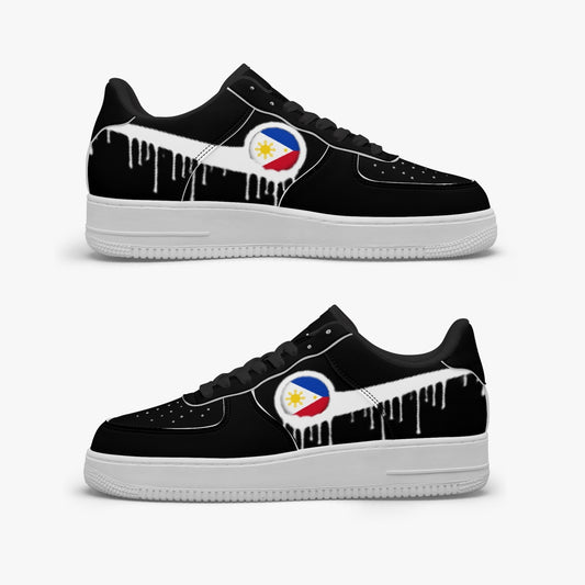Philippines Blurred White Drip R-Force 1 Low Tops (Black) - Men's & Women's