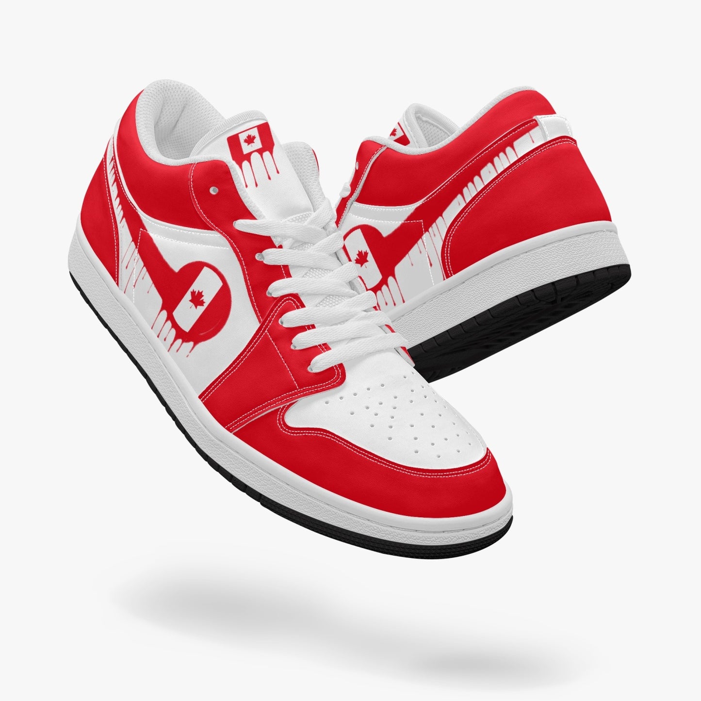 Air Canada Red Drip / Red & White Low Tops (Black Sole) - Men's & Women's