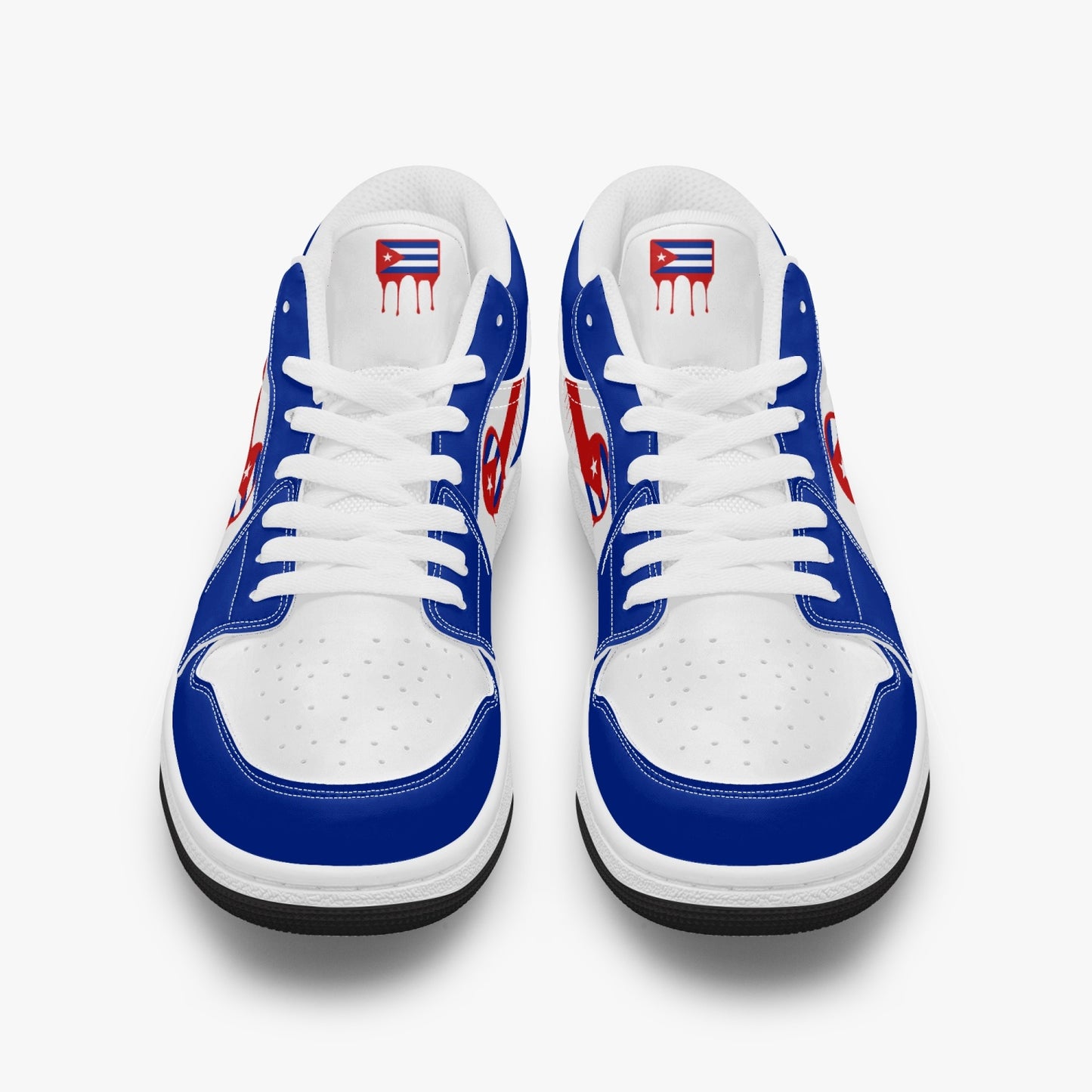 Air Cuba Red Drip / Blue & White Low Tops (Black Sole) - Men's & Women's