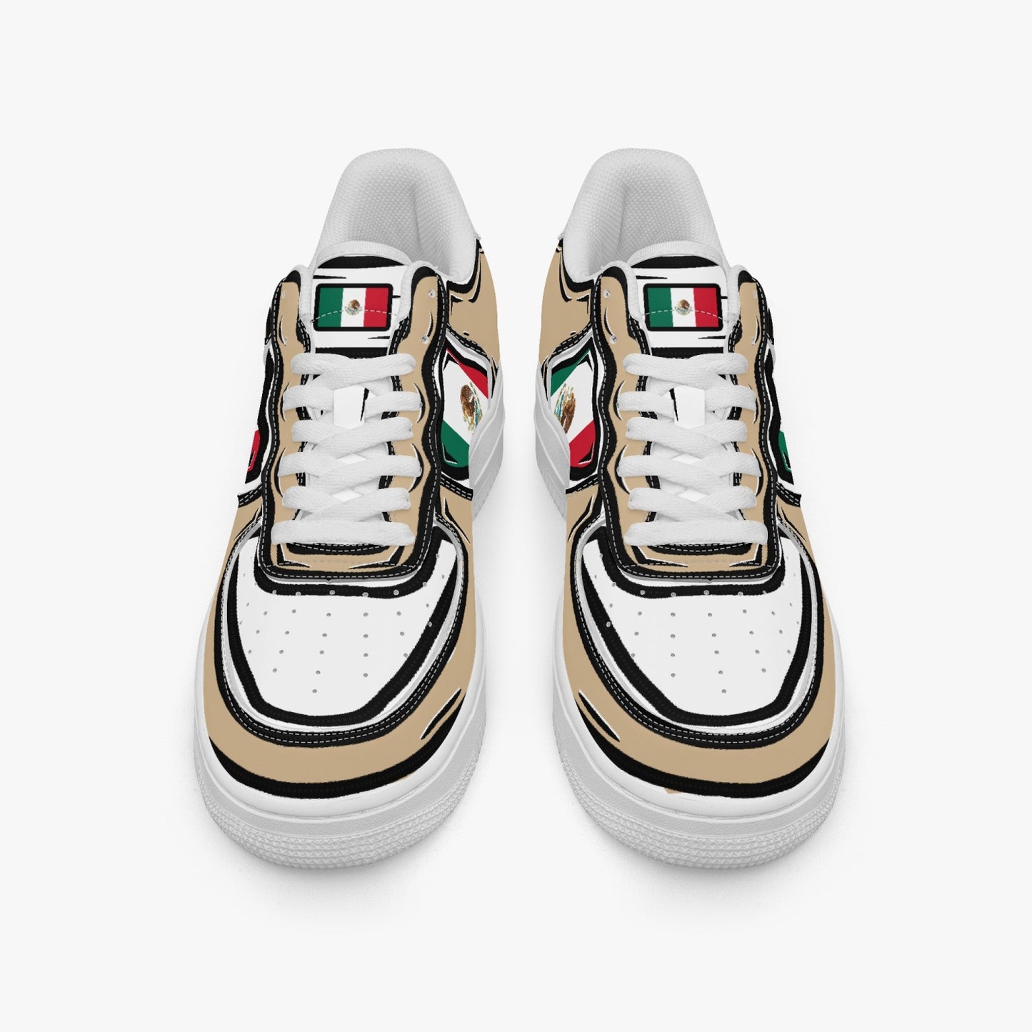 Mexico Cartoon Force 1 Low Tops (Tan) - Men's & Women's
