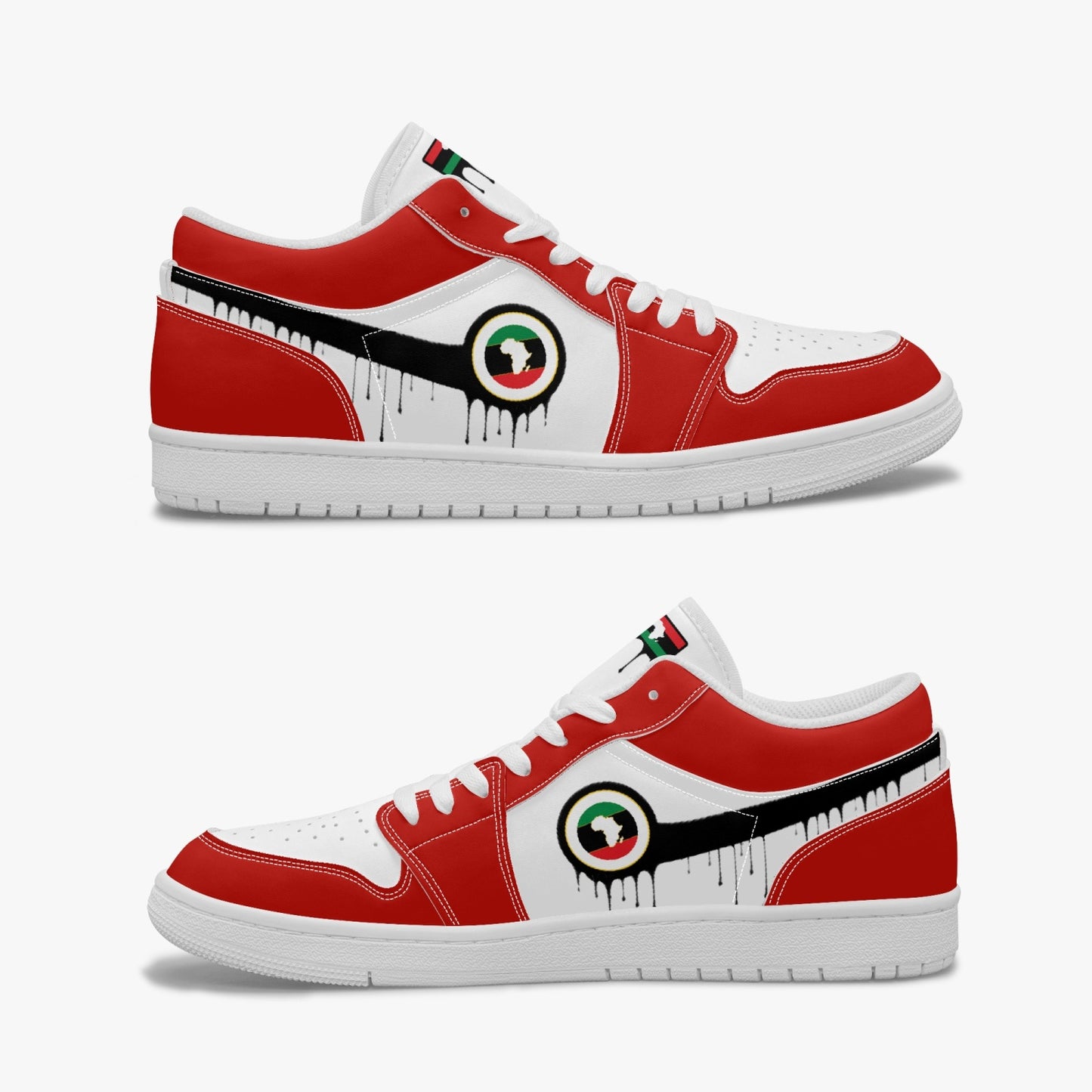 Air Africa Black Drip / Red & White Low Tops (White Sole) - Men's & Women's