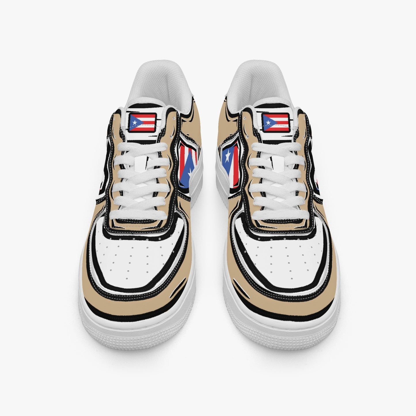 Puerto Rico Cartoon Force 1 Low Tops (Tan) - Men's & Women's