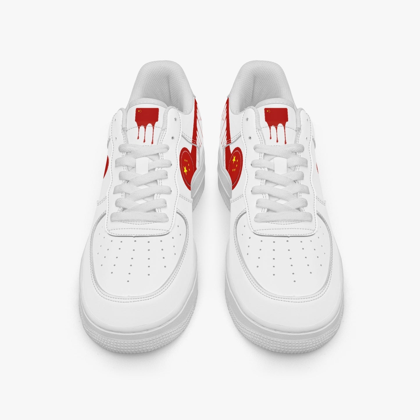 China Red Drip R-Force 1 Low Tops (White) - Men's & Women's
