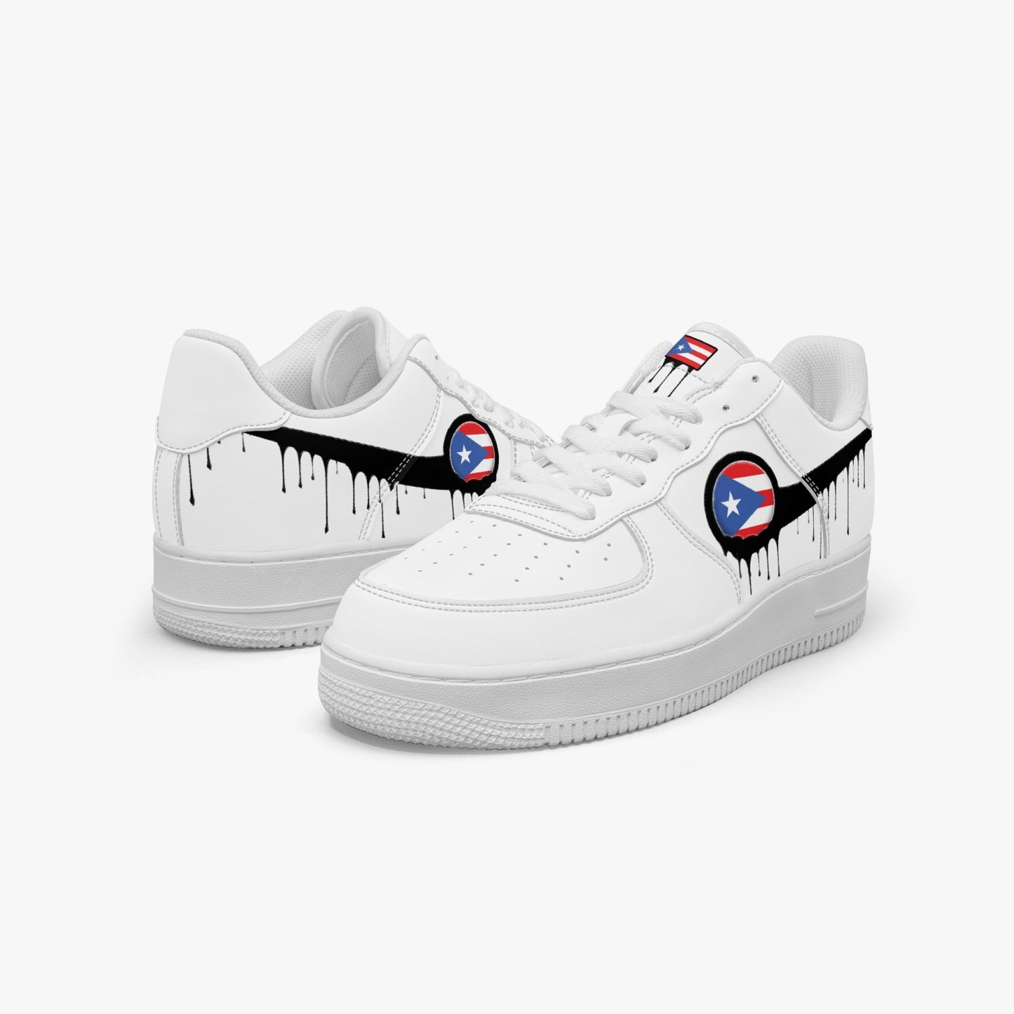 Puerto Rico Black Drip R-Force 1 Low Tops (White) - Men's & Women's