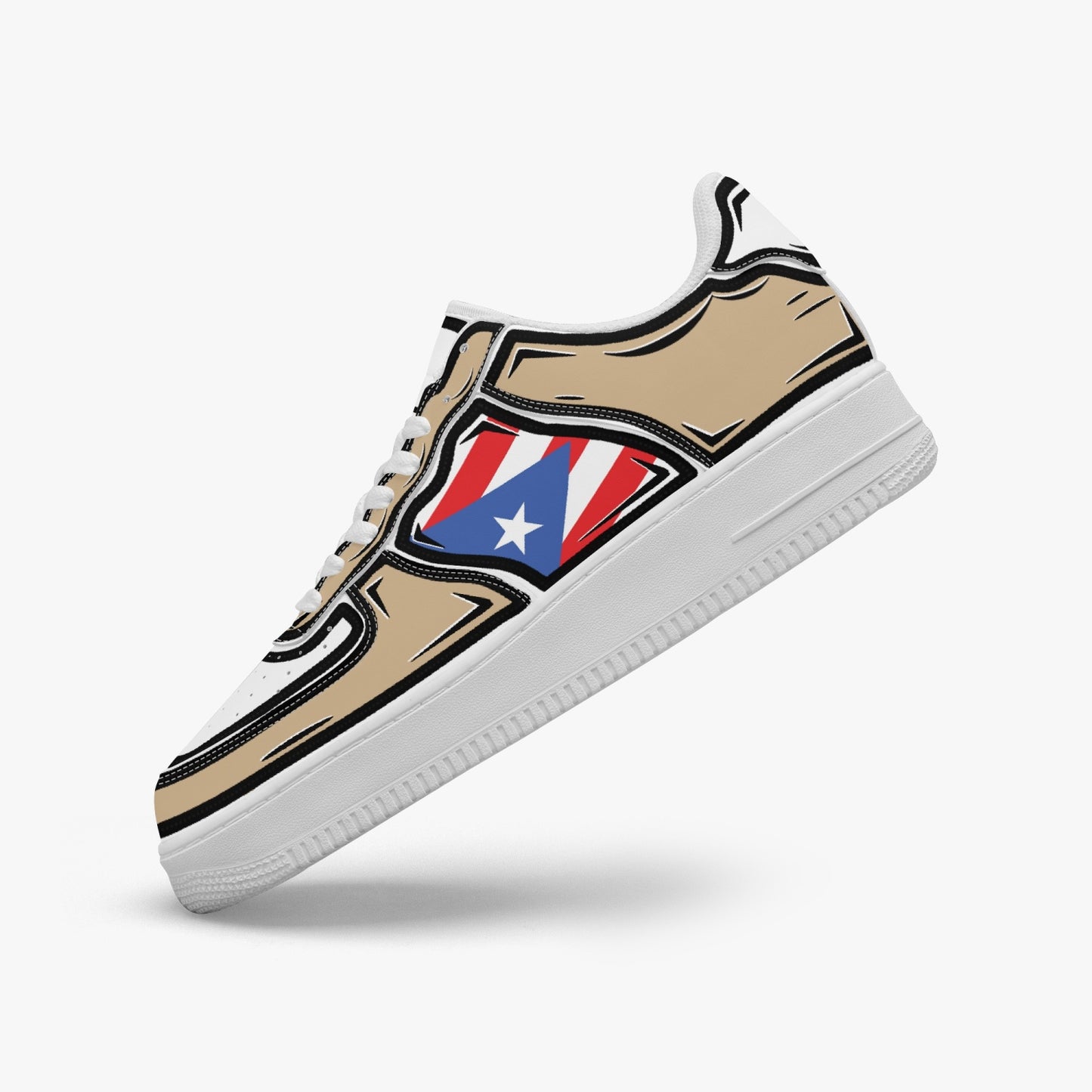 Puerto Rico Cartoon Force 1 Low Tops (Tan) - Men's & Women's