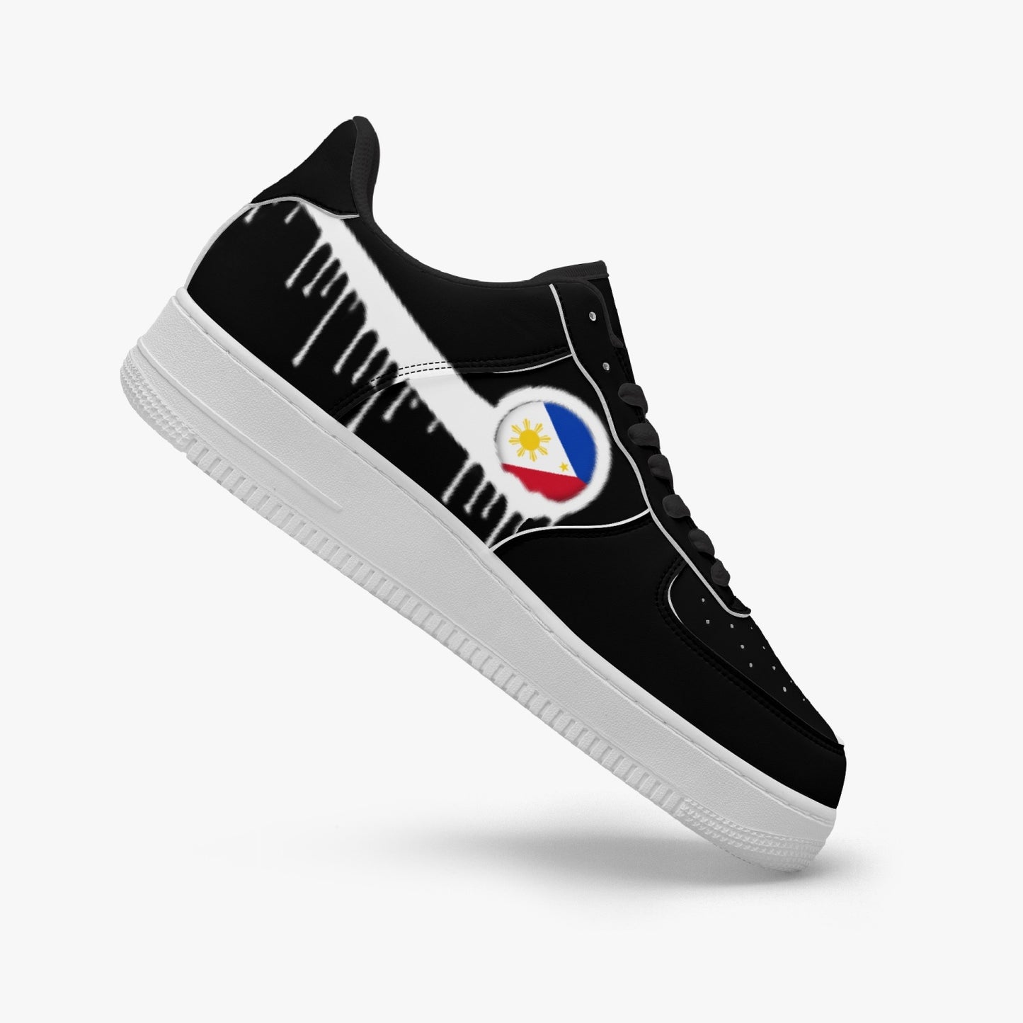 Philippines Blurred White Drip R-Force 1 Low Tops (Black) - Men's & Women's