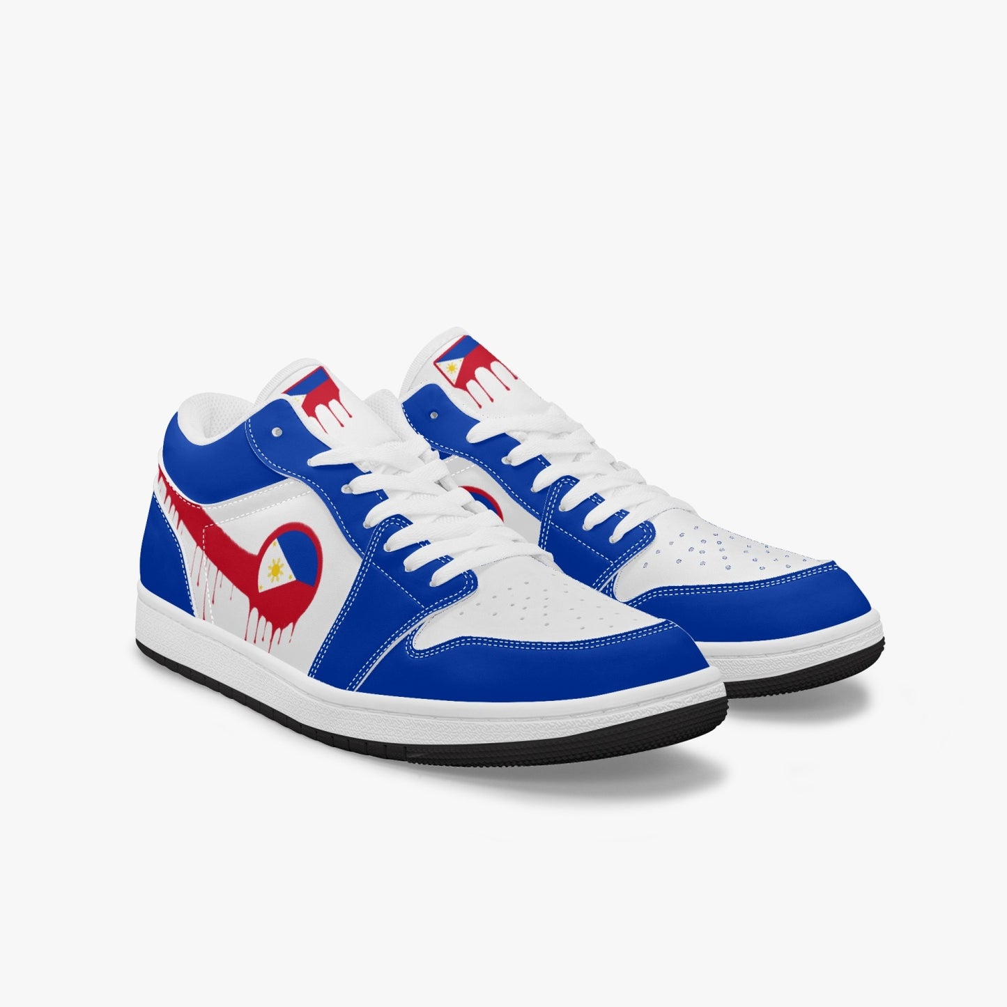 Air Philippines Red Drip / Blue & White Low Tops (Black Sole) - Men's & Women's