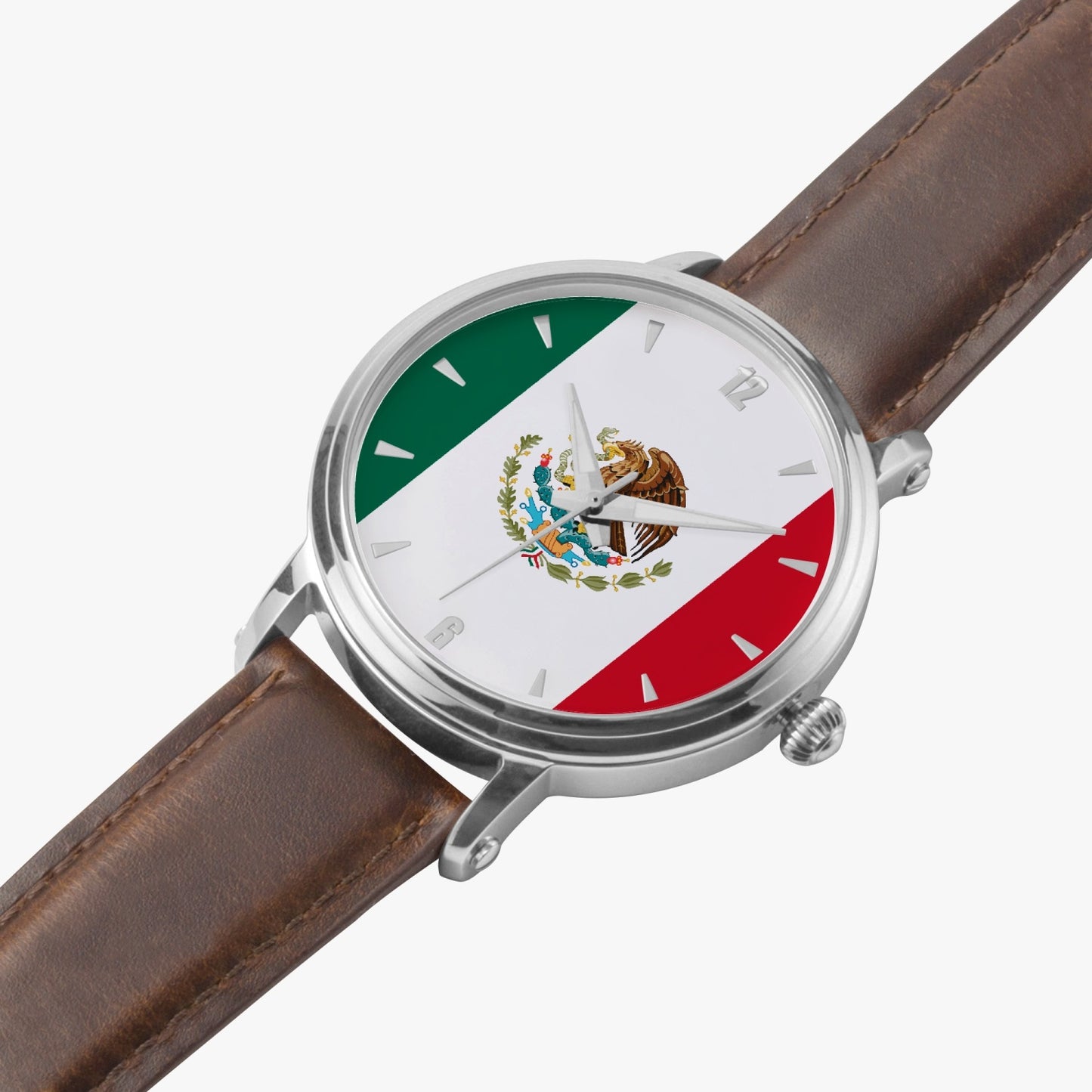 Mexico Pride Premium Leather Men's Watch - Silver / Rose Gold / Black