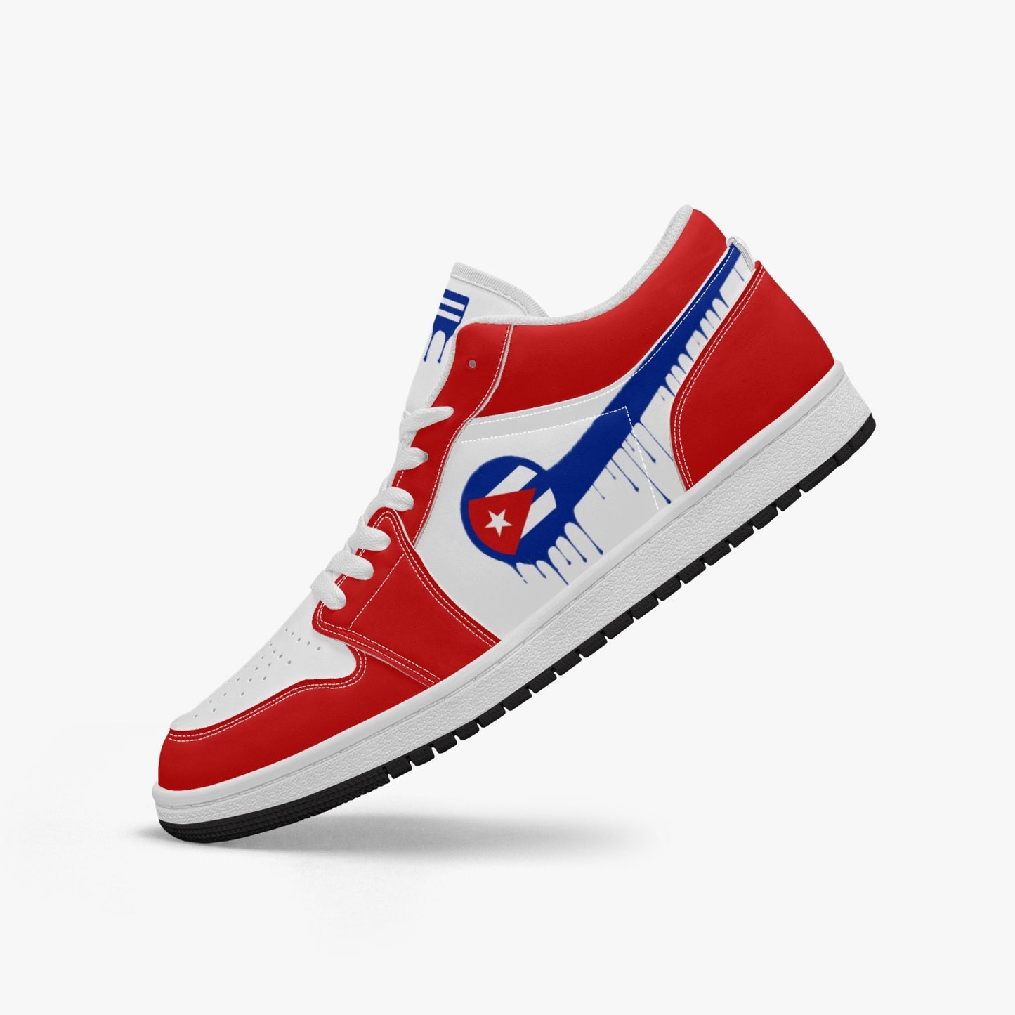 Air Cuba Blue Drip / Red & White Low Tops (Black Sole) - Men's & Women's
