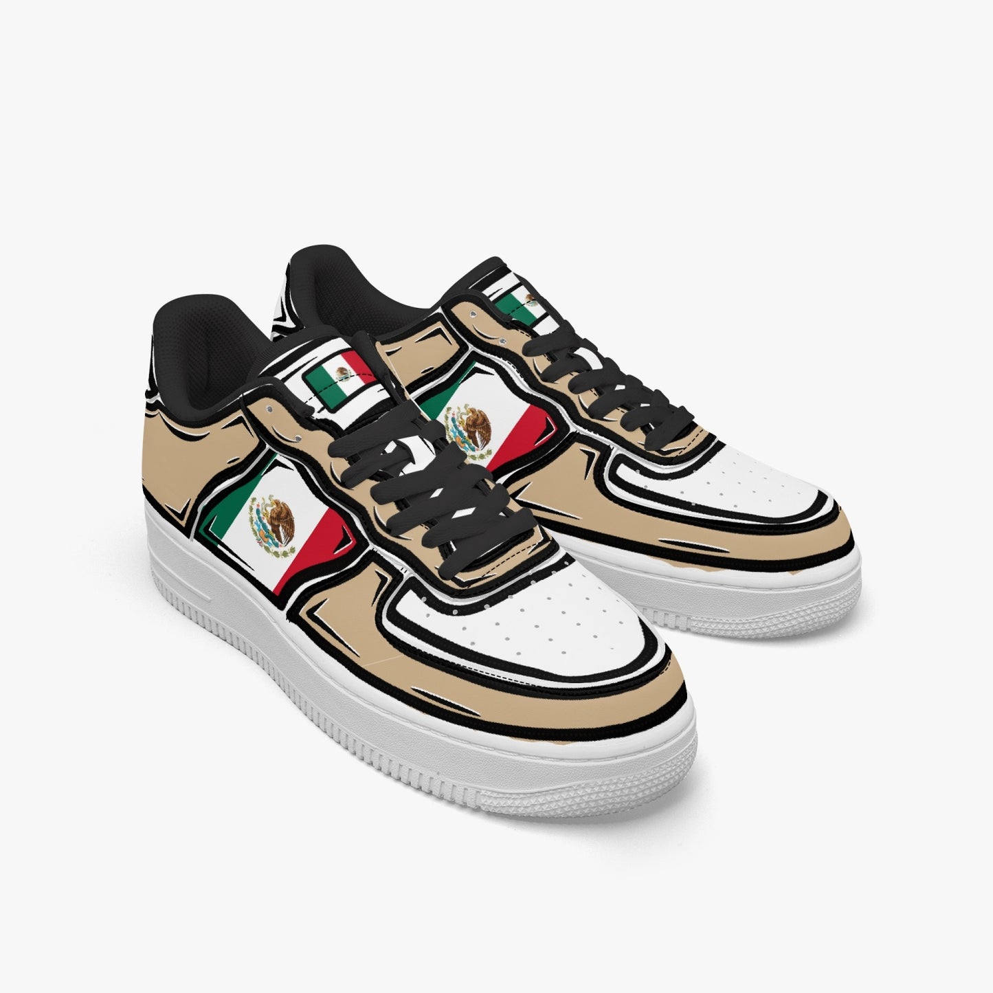 Mexico Cartoon Force 1 Low Tops (Tan) - Men's & Women's