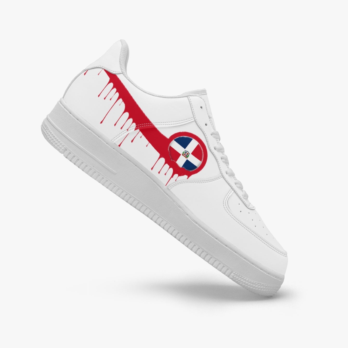 Dominican Red Drip R-Force 1 Low Tops (White) - Men's & Women's